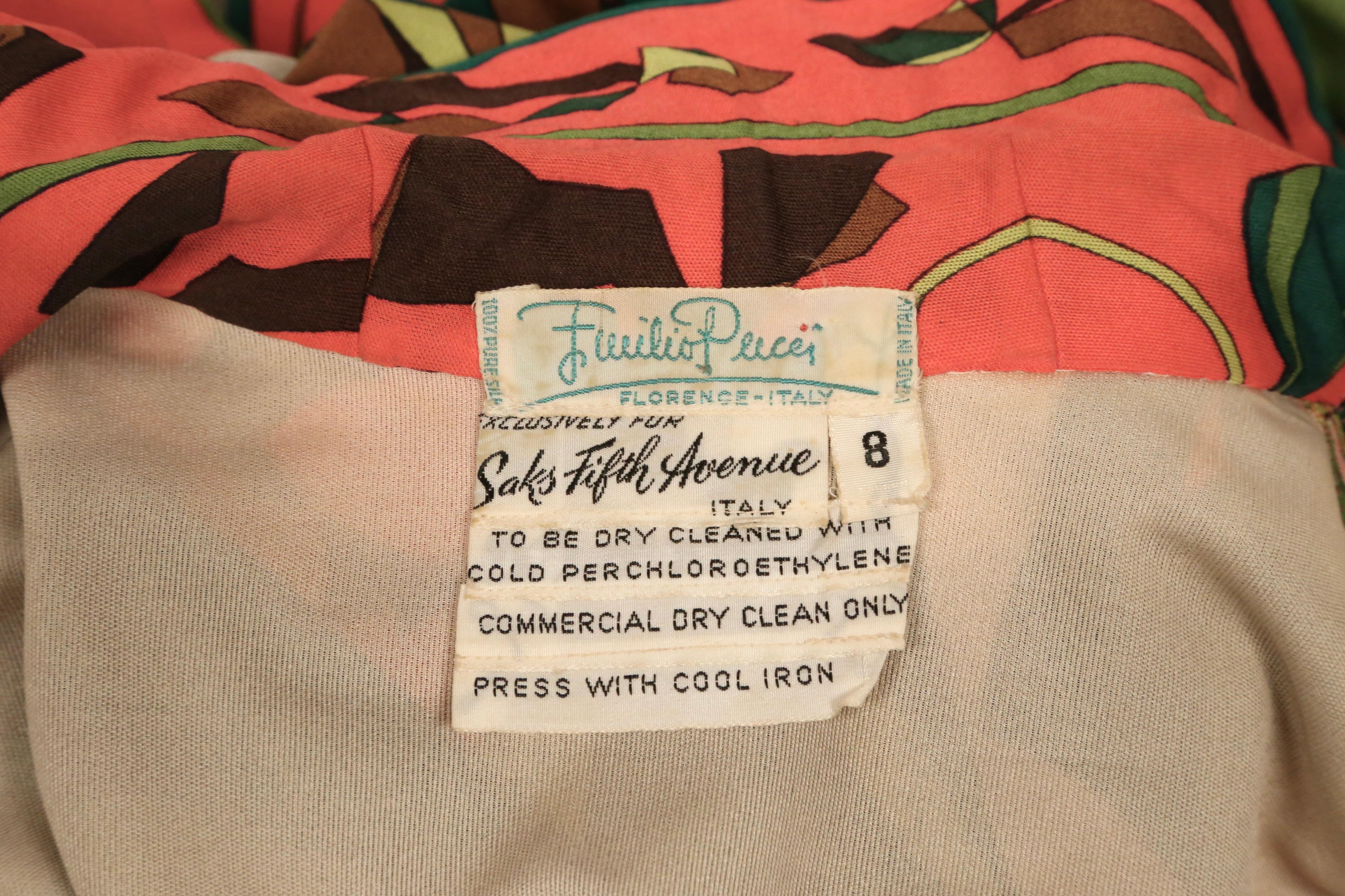 1960's EMILIO PUCCI silk printed jersey dress with billowing sleeves For Sale 5
