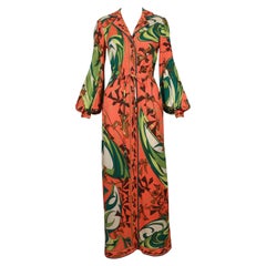 1960's EMILIO PUCCI silk printed jersey dress with billowing sleeves