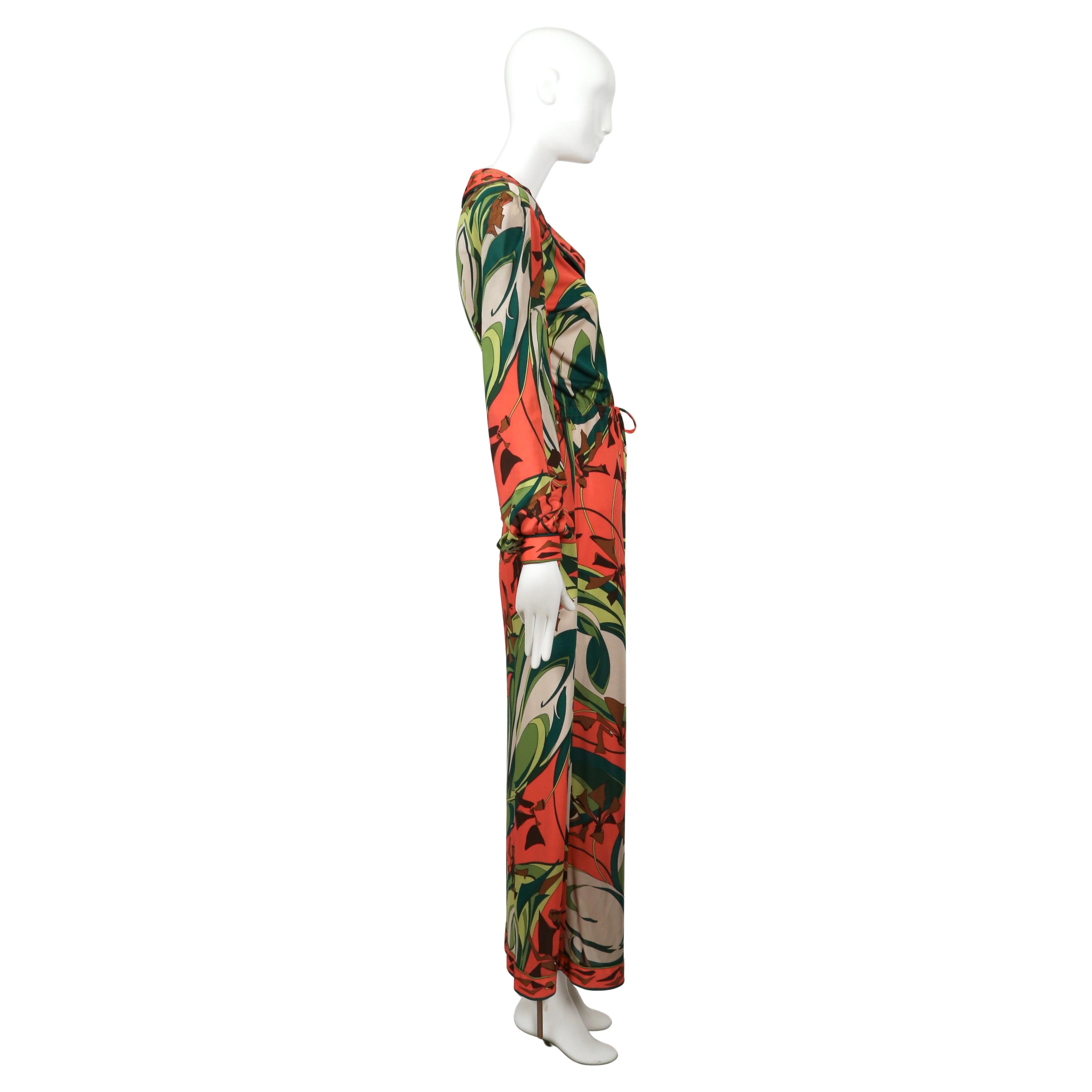 1960's EMILIO PUCCI silk printed jersey dress with billowing sleeves In Good Condition For Sale In San Fransisco, CA