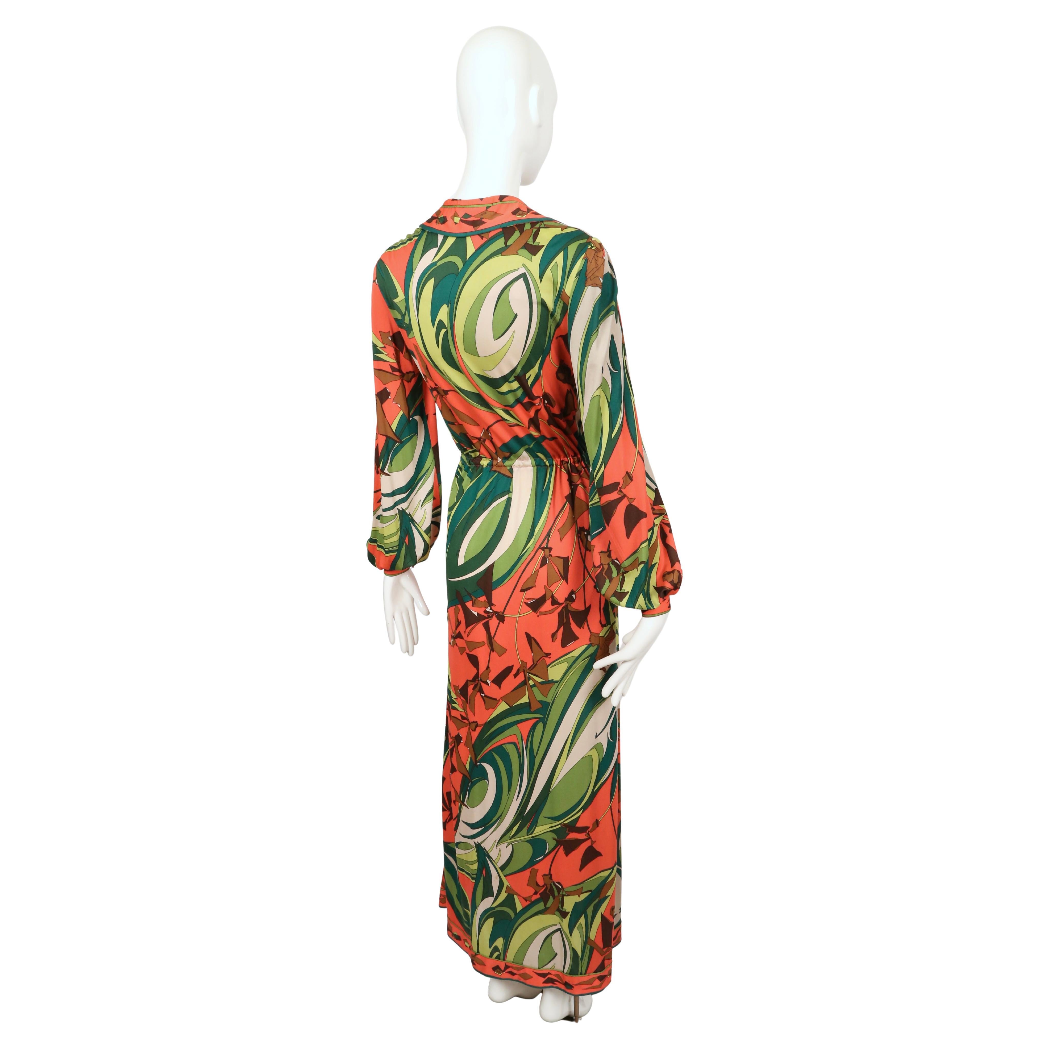 Women's 1960's EMILIO PUCCI silk printed jersey dress with billowing sleeves For Sale