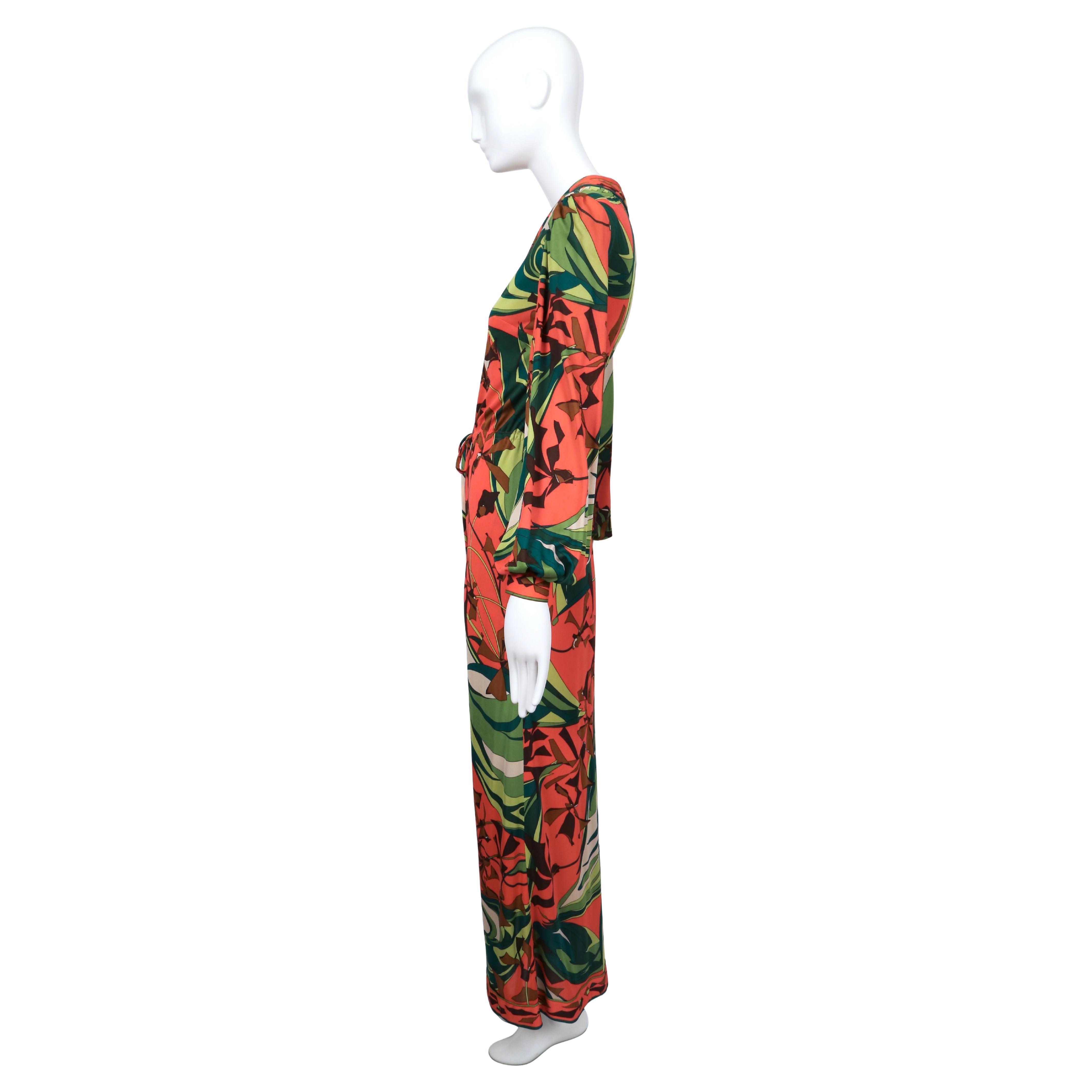 1960's EMILIO PUCCI silk printed jersey dress with billowing sleeves For Sale 1
