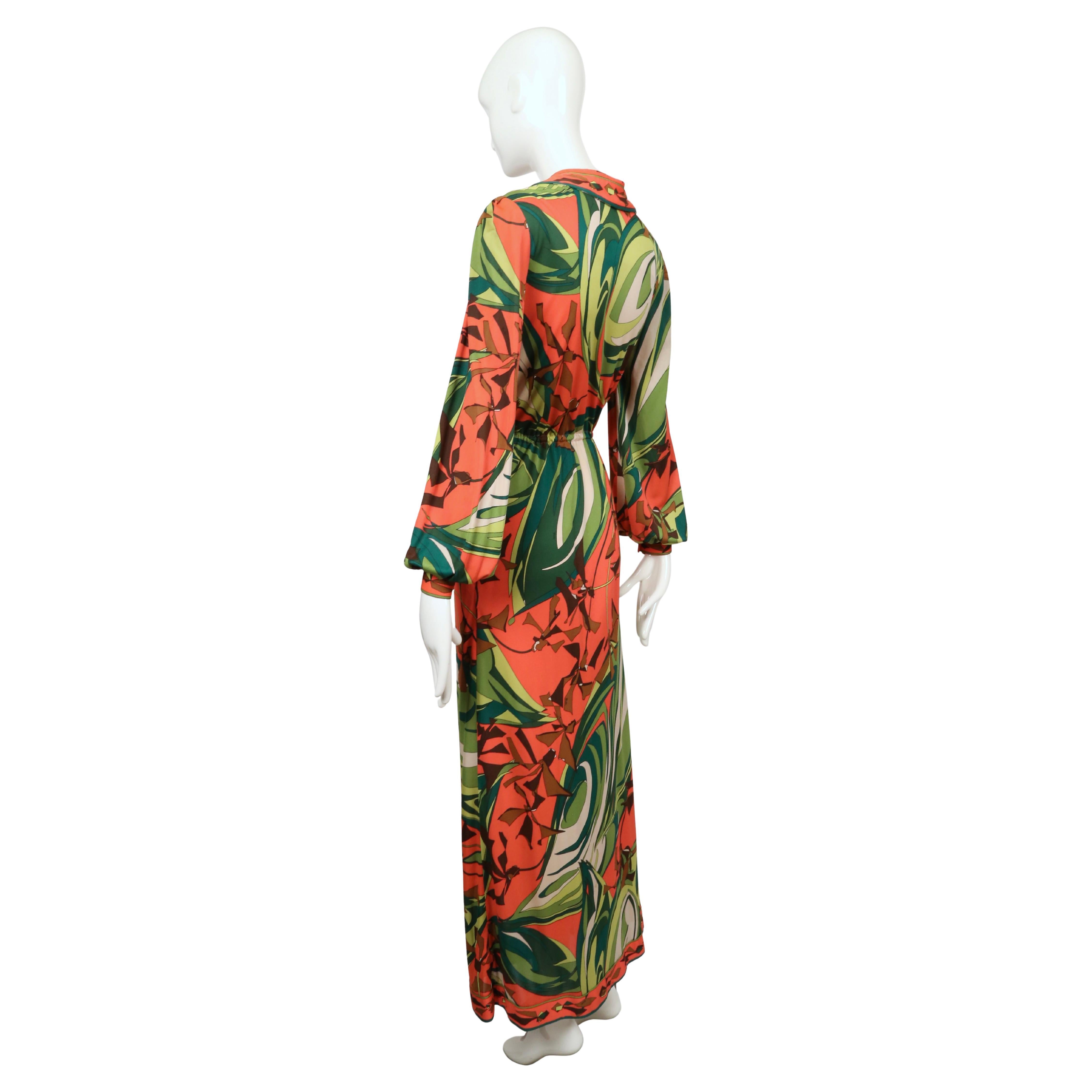 1960's EMILIO PUCCI silk printed jersey dress with billowing sleeves For Sale 2