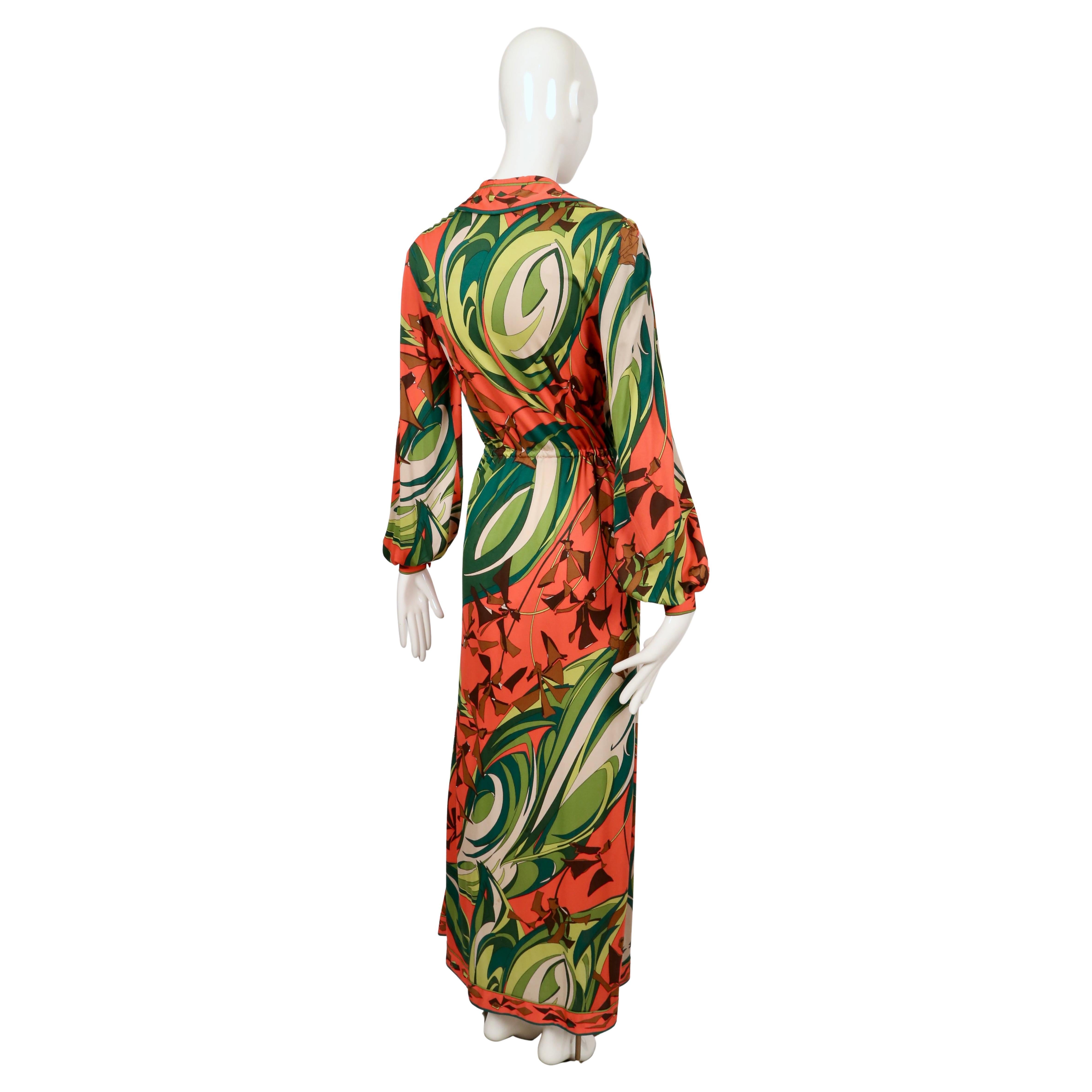 1960's EMILIO PUCCI silk printed jersey dress with billowing sleeves For Sale 3