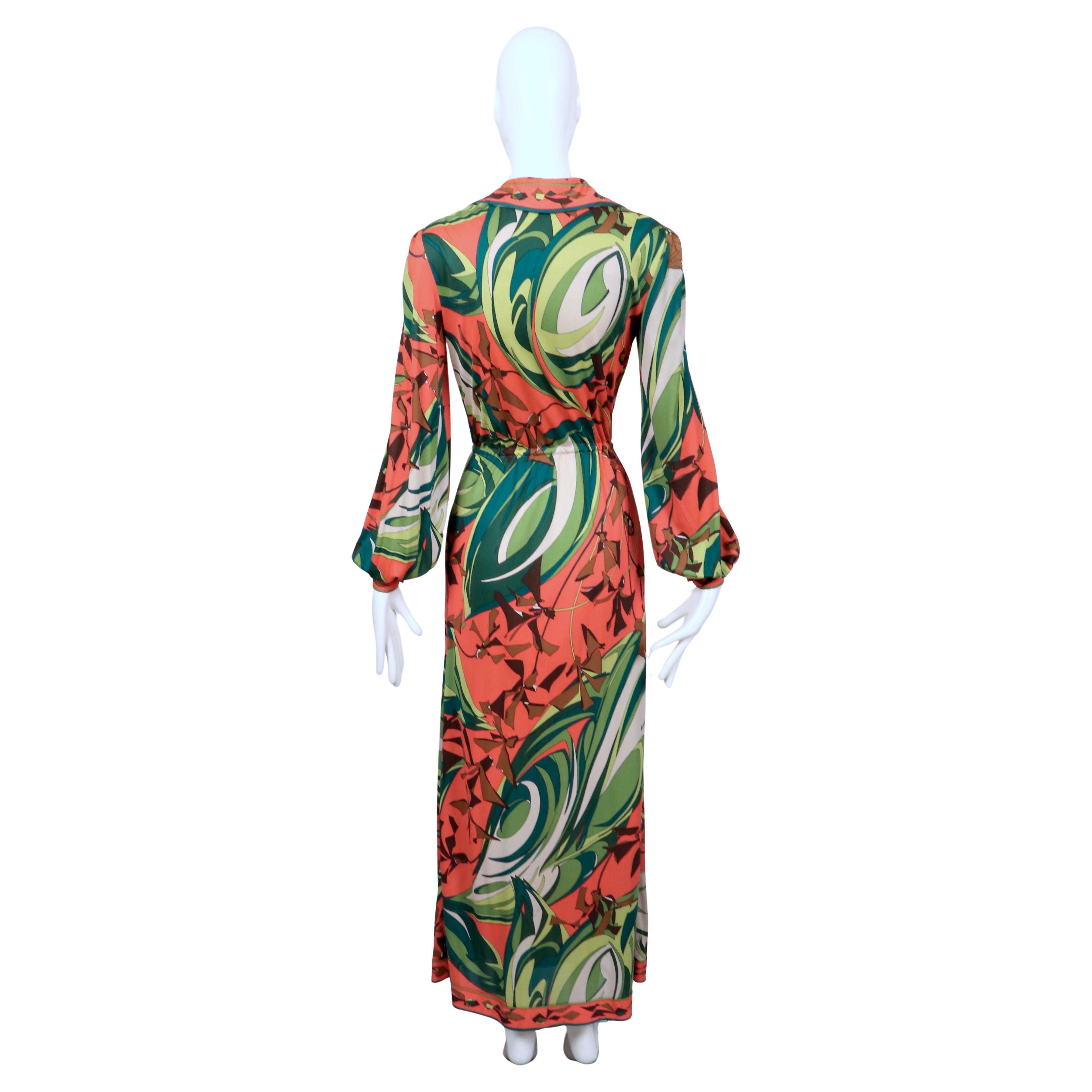1960's EMILIO PUCCI silk printed jersey dress with billowing sleeves For Sale 4