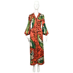 1960's EMILIO PUCCI silk printed jersey dress with billowing sleeves