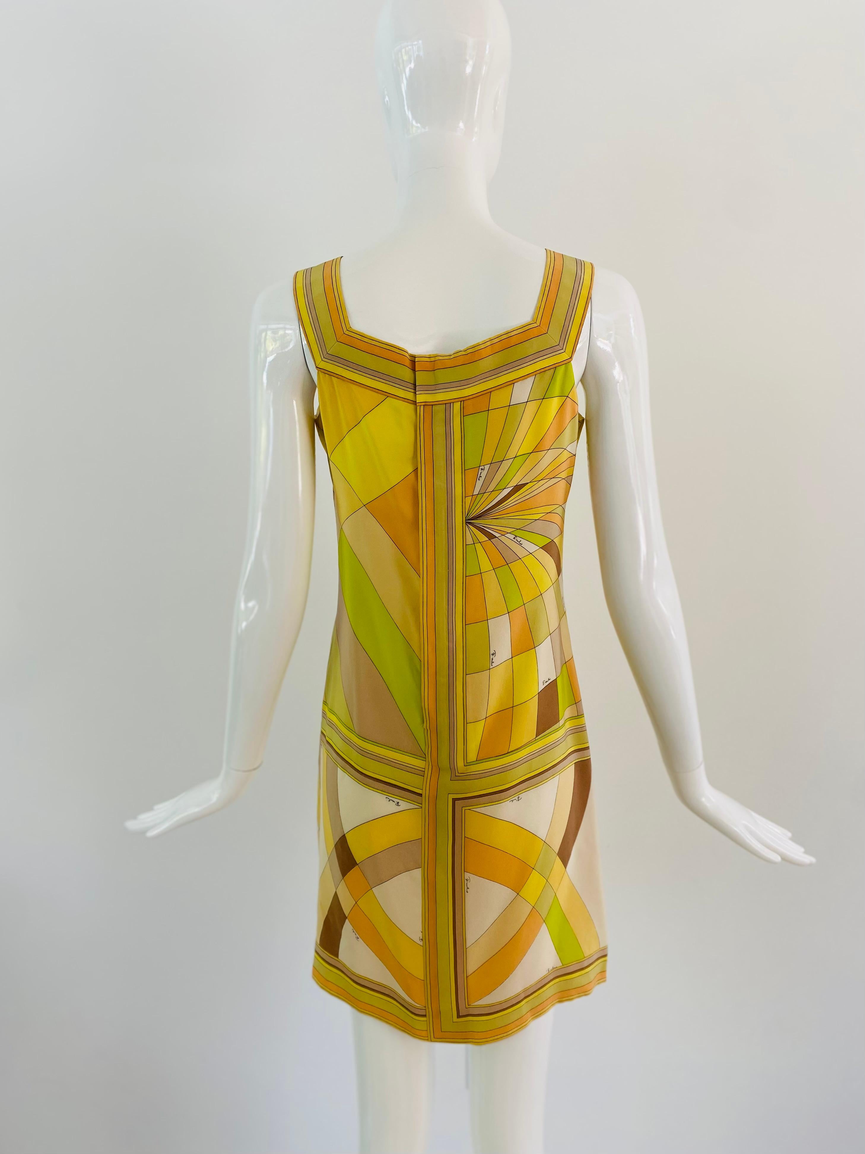 1960s Emilio Pucci Silk Yellow Orange Dress In Good Condition For Sale In Miami, FL