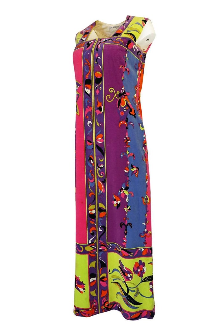 1960s Emilio Pucci Vivid Printed Velvet Front Zipper Dress For Sale at ...