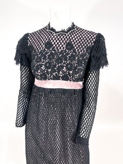 1960s Emma Domb Black and Lavender Lace Dress