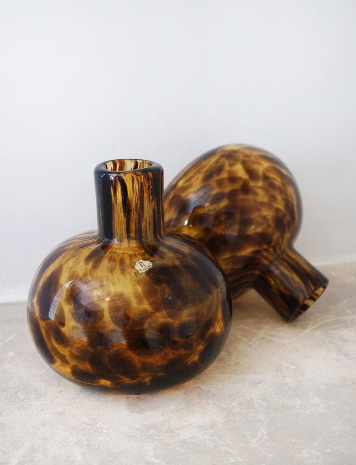 1960s Empoli Glass Tortoiseshell Round Bottles In Good Condition In Florence, Tuscany