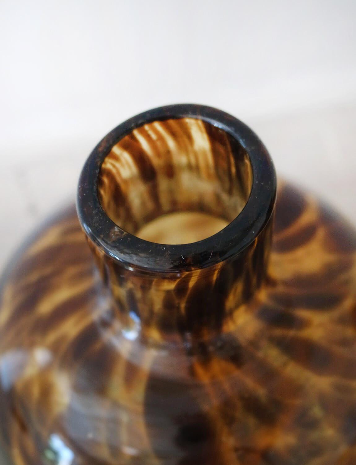 Mid-20th Century 1960s Empoli Glass Tortoiseshell Round Bottles