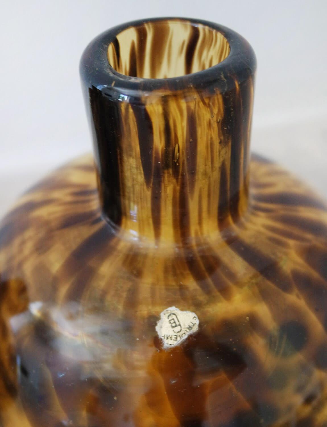 1960s Empoli Glass Tortoiseshell Round Bottles 2