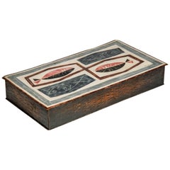Boîte émaillée des années 1960 avec marque commerciale