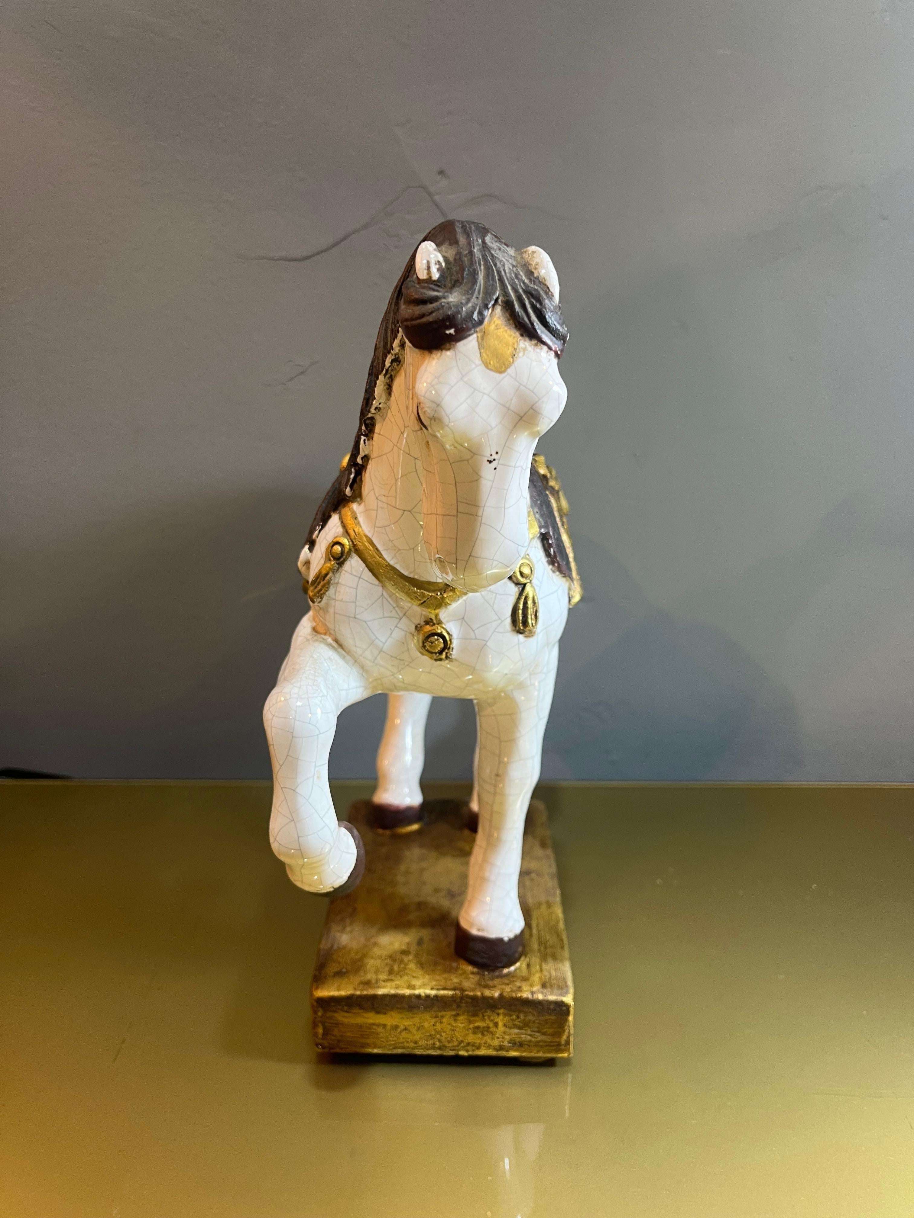 1960s enamelled terracotta prancing horse For Sale 5