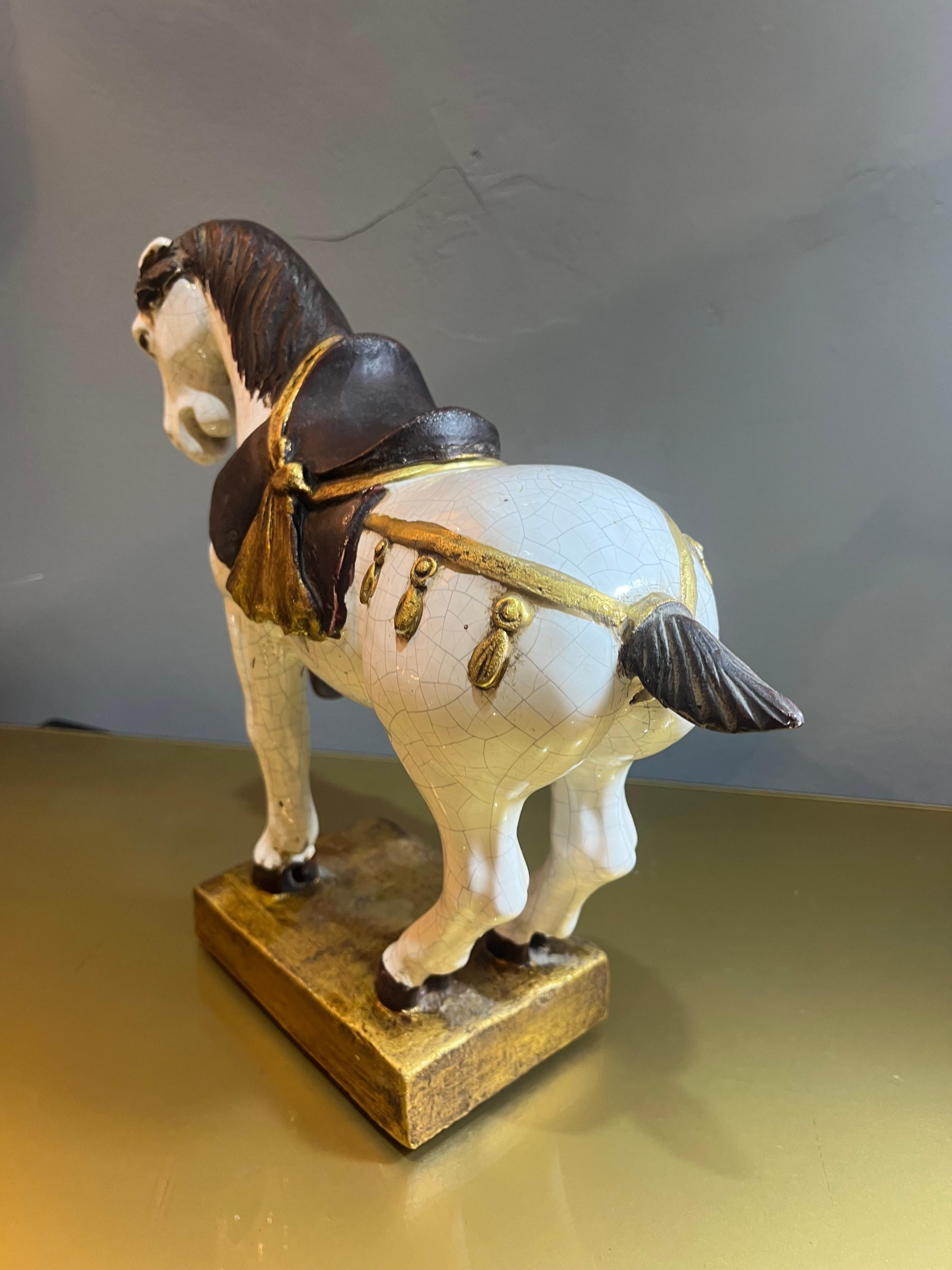 Mid-20th Century 1960s enamelled terracotta prancing horse For Sale