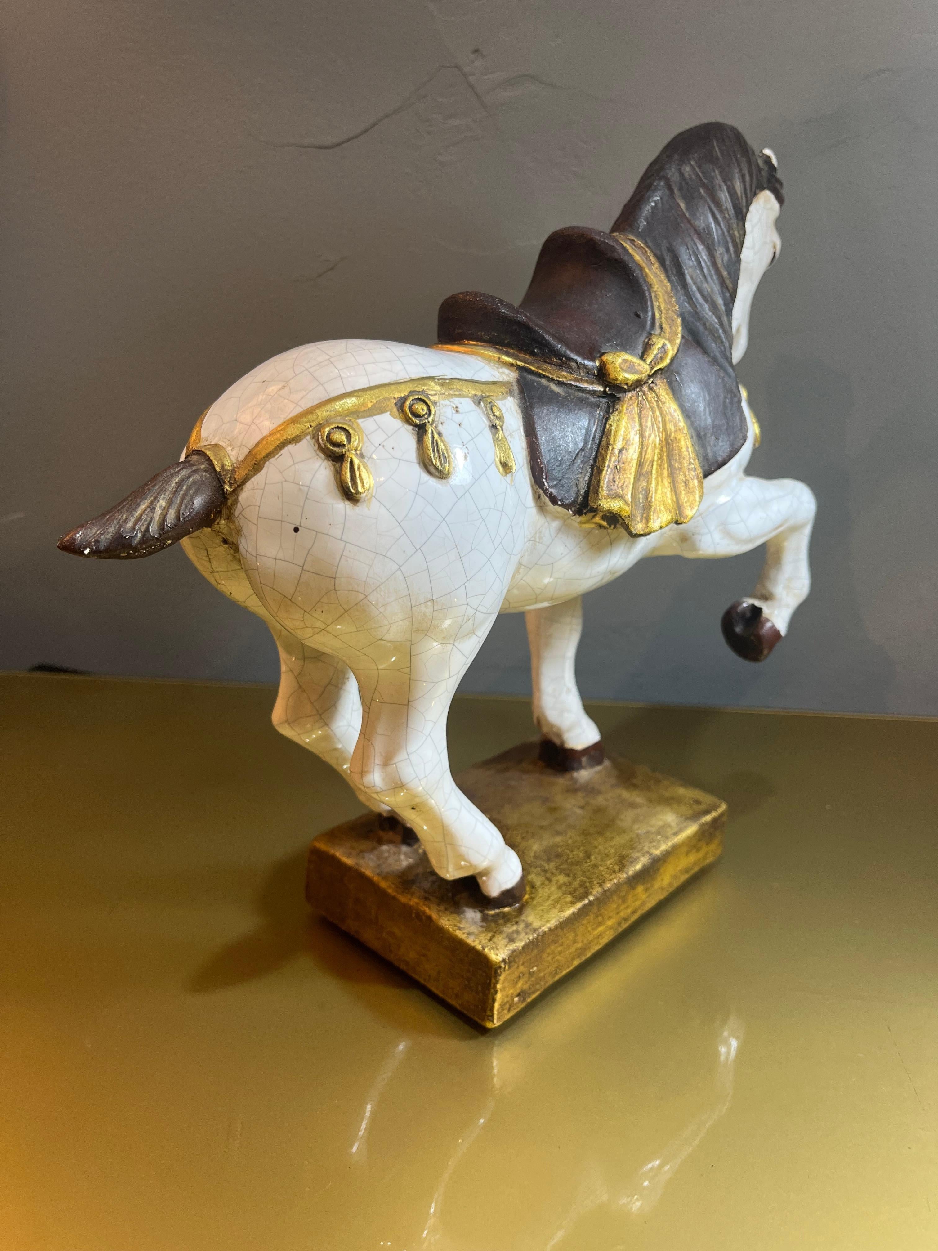 1960s enamelled terracotta prancing horse For Sale 1