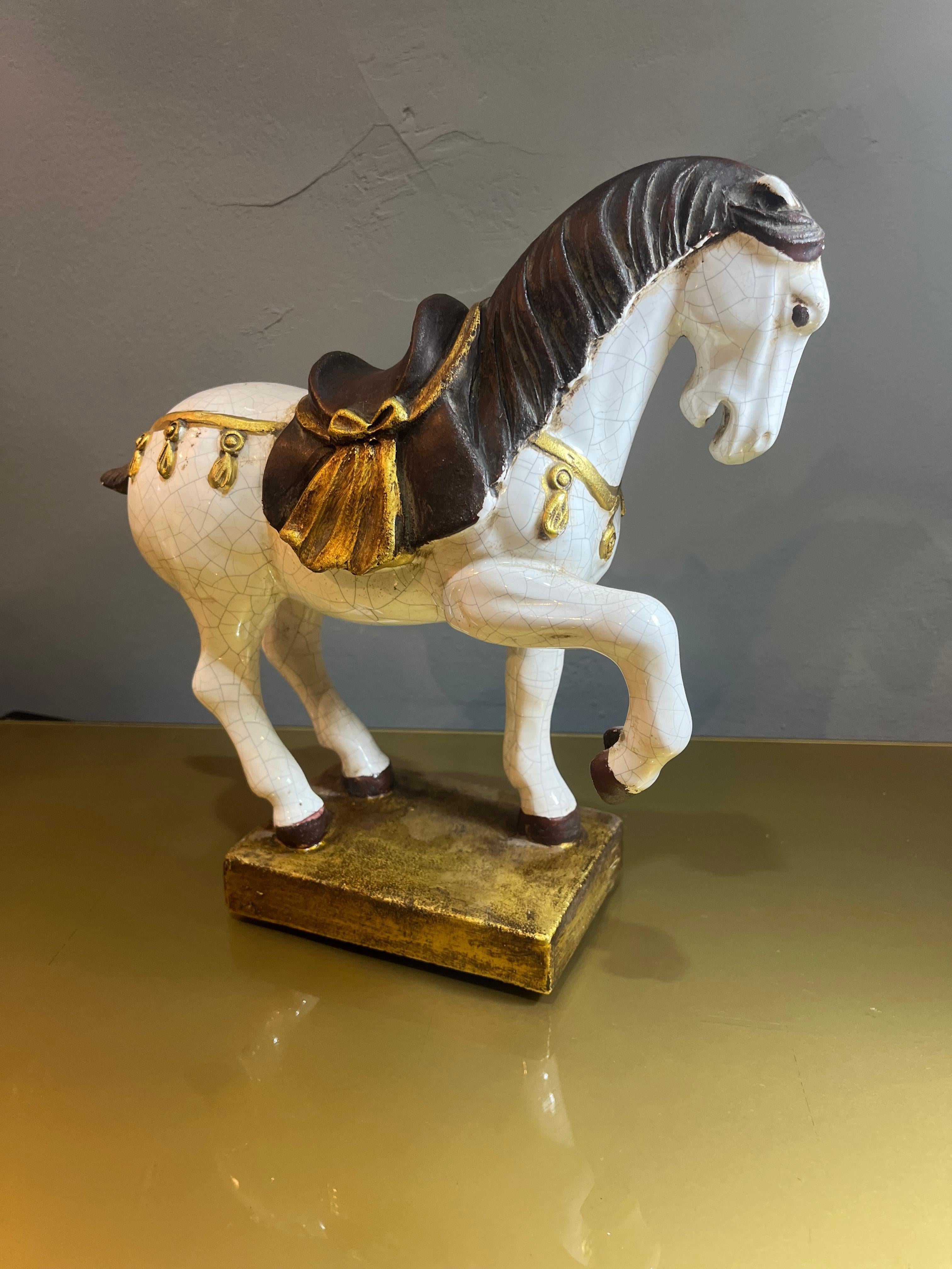 1960s enamelled terracotta prancing horse For Sale 3