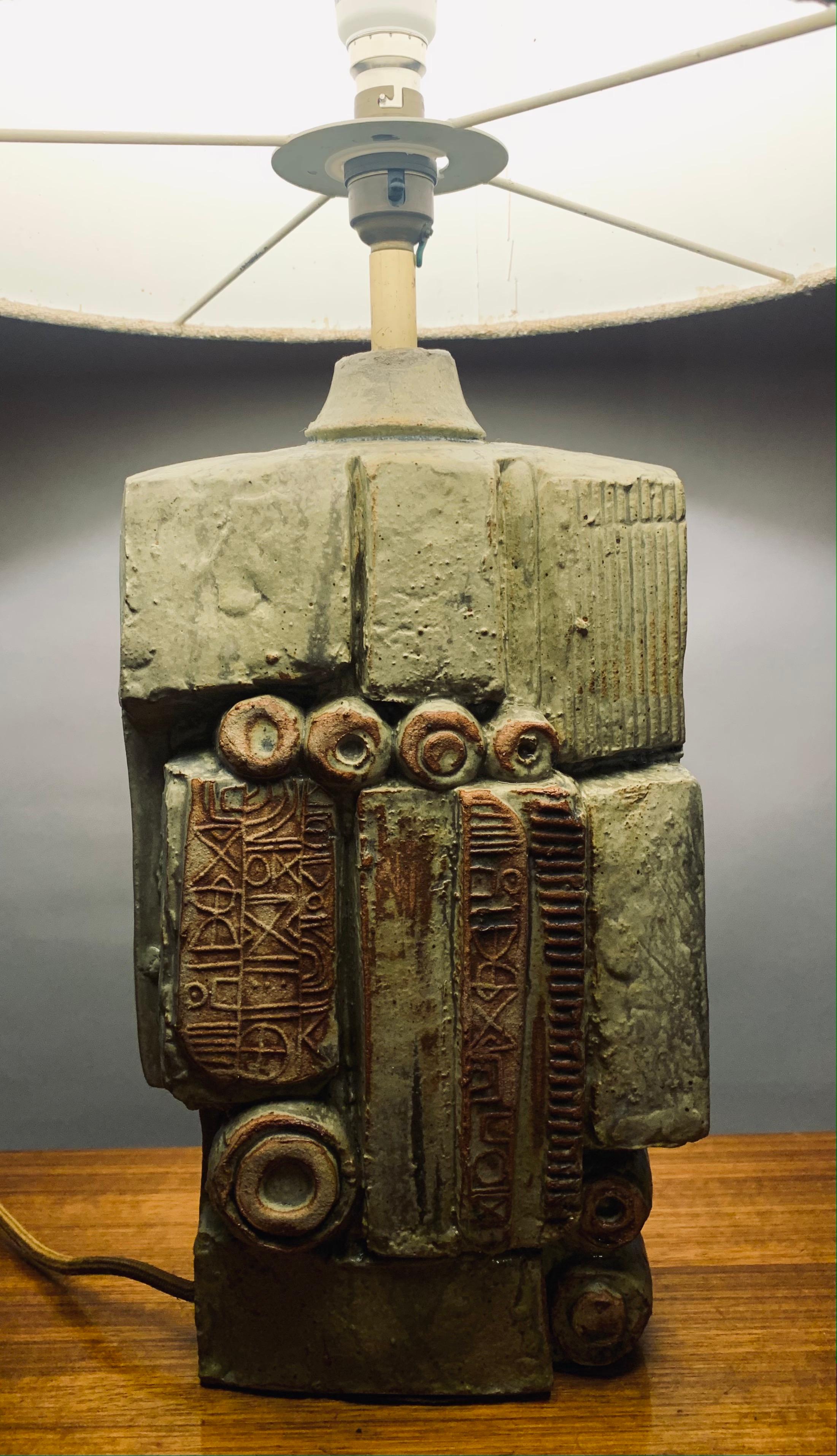 1960s English Bernard Rooke Abstract Sculptural Pottery Ceramic Table Lamp 1