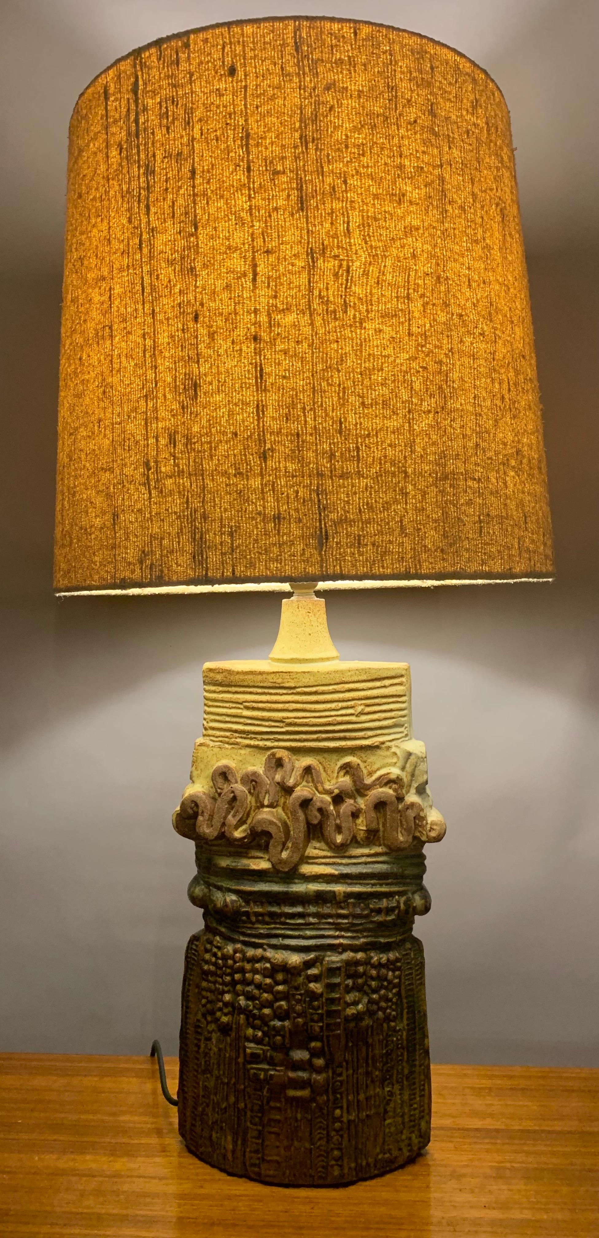 Mid-Century Modern 1960s English Bernard Rooke Ceramic Pottery Table Lamp