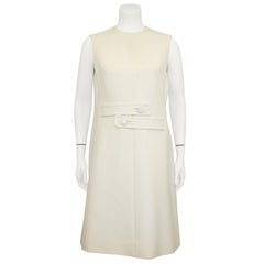 1960s Sylvia Mills Cream Coat and Dress Ensemble