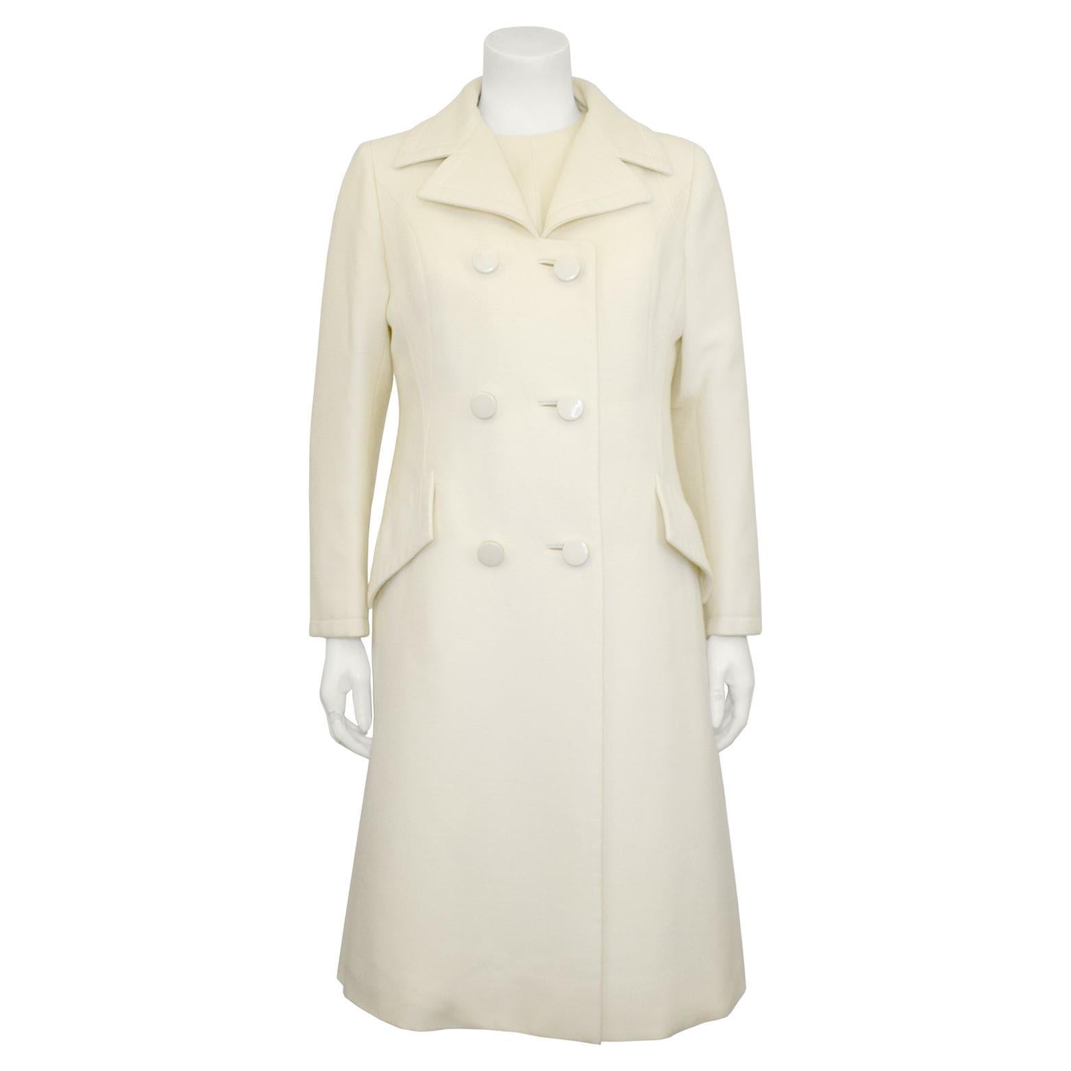 1960s Sylvia Mills Cream Coat and Dress Ensemble  For Sale
