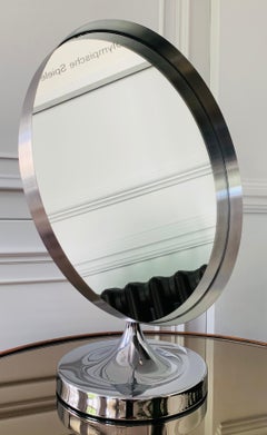 1960s English Durlston Design Adjustable Polished and Brushed Steel Table Mirror
