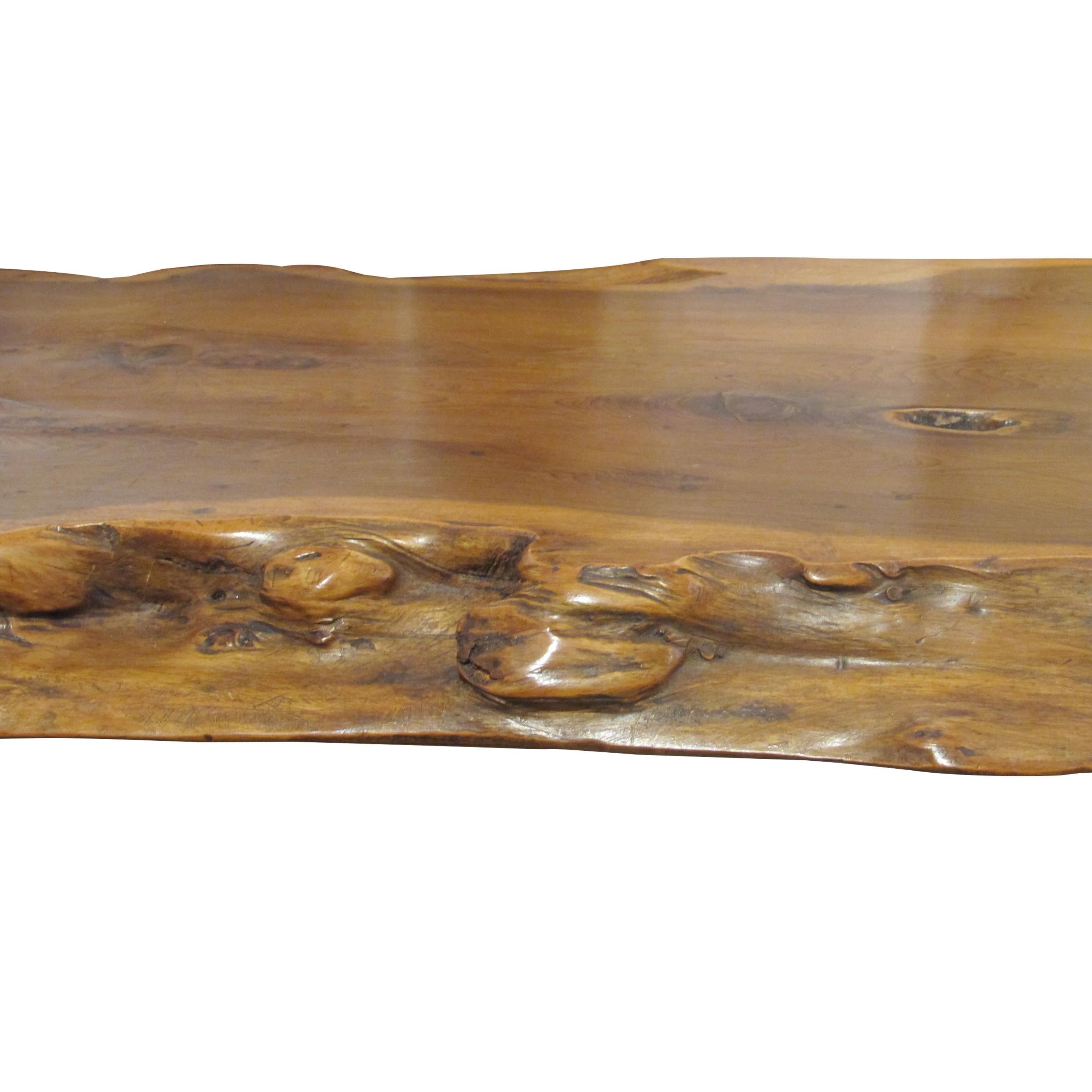 Other 1960s English Live Edge Yew Wood Bench attributed to Reynolds Of Ludlow