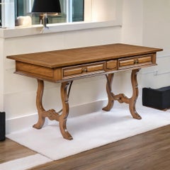 1960's English Regency Style Pecan Desk Console by Thomasville