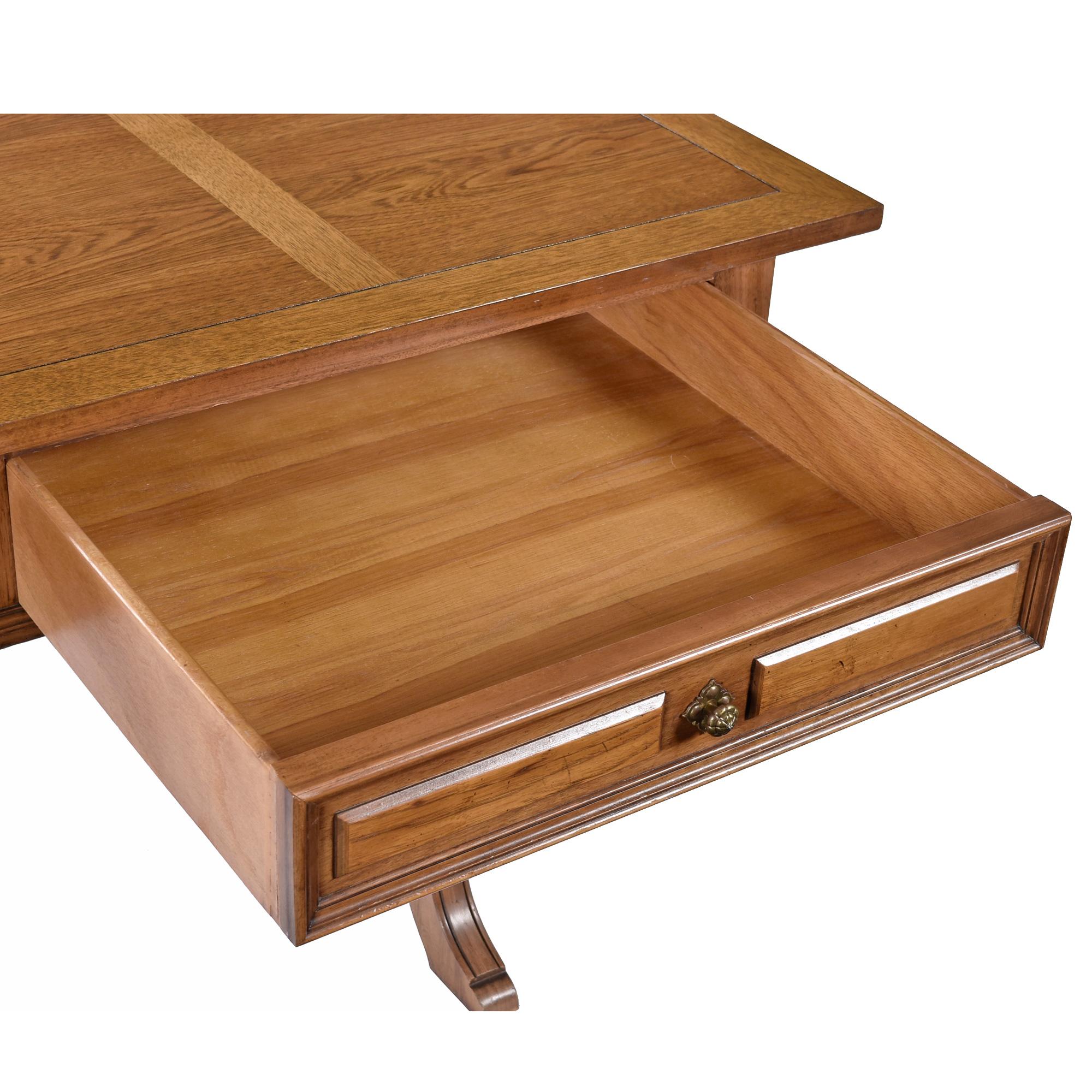 Walnut 1960's English Regency Style Pecan Desk Console by Thomasville For Sale