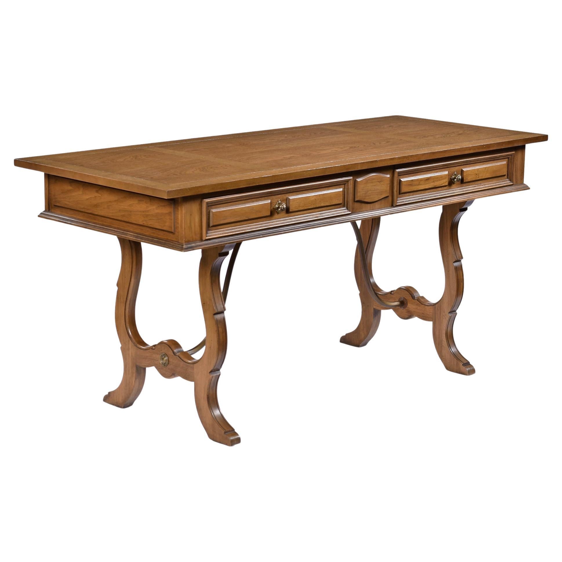 1960's English Regency Style Pecan Desk Console by Thomasville For Sale