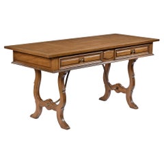 Vintage 1960's English Regency Style Pecan Desk Console by Thomasville