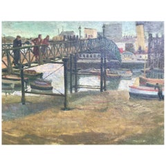 1960s English Riverbank Scene Signed Probyn