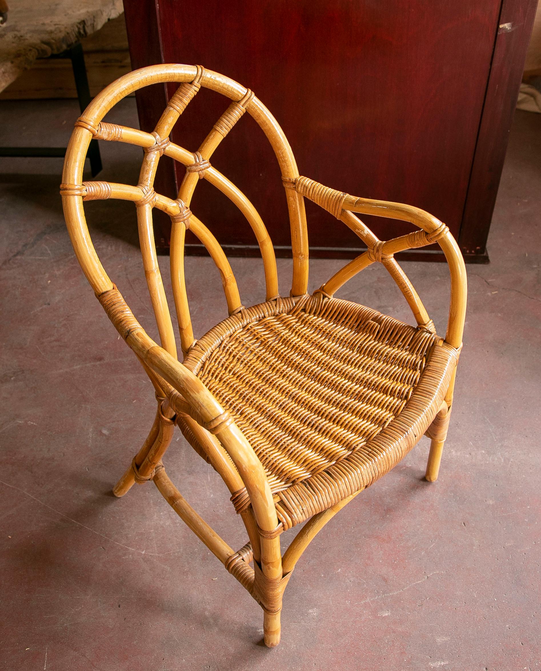 1960s English Set of Four Wicker Armchairs For Sale 7