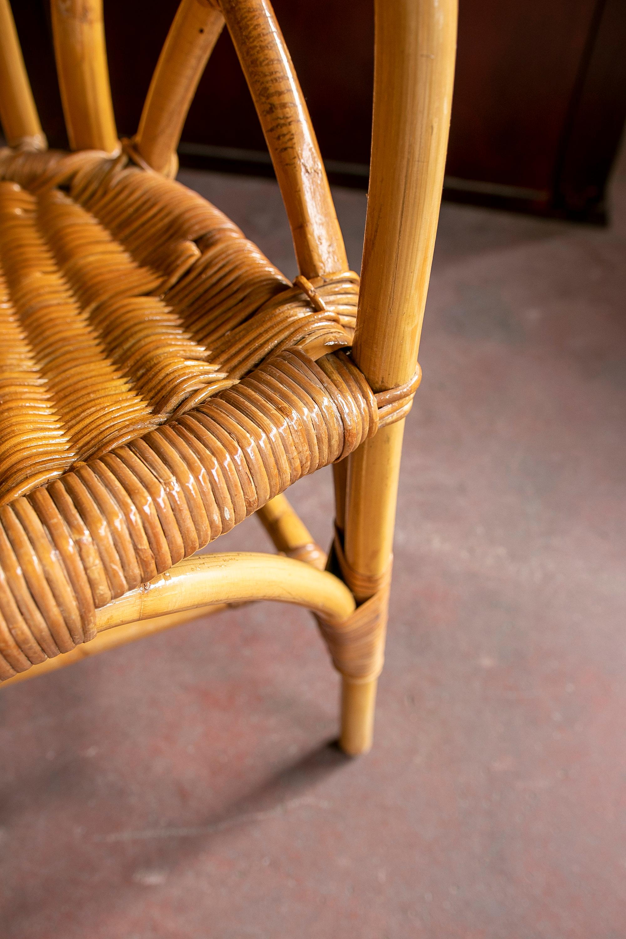 1960s English Set of Four Wicker Armchairs For Sale 13