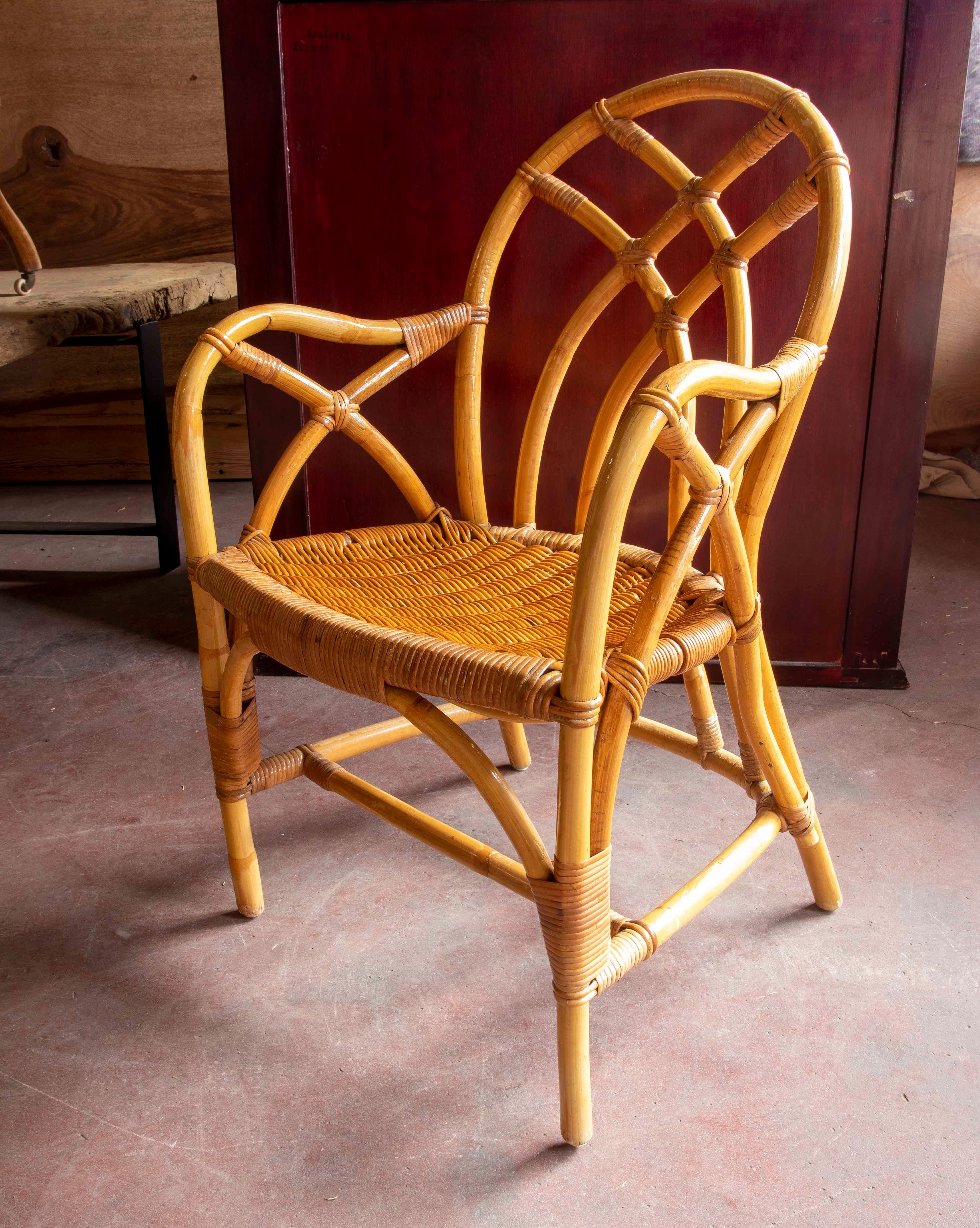 20th Century 1960s English Set of Four Wicker Armchairs For Sale