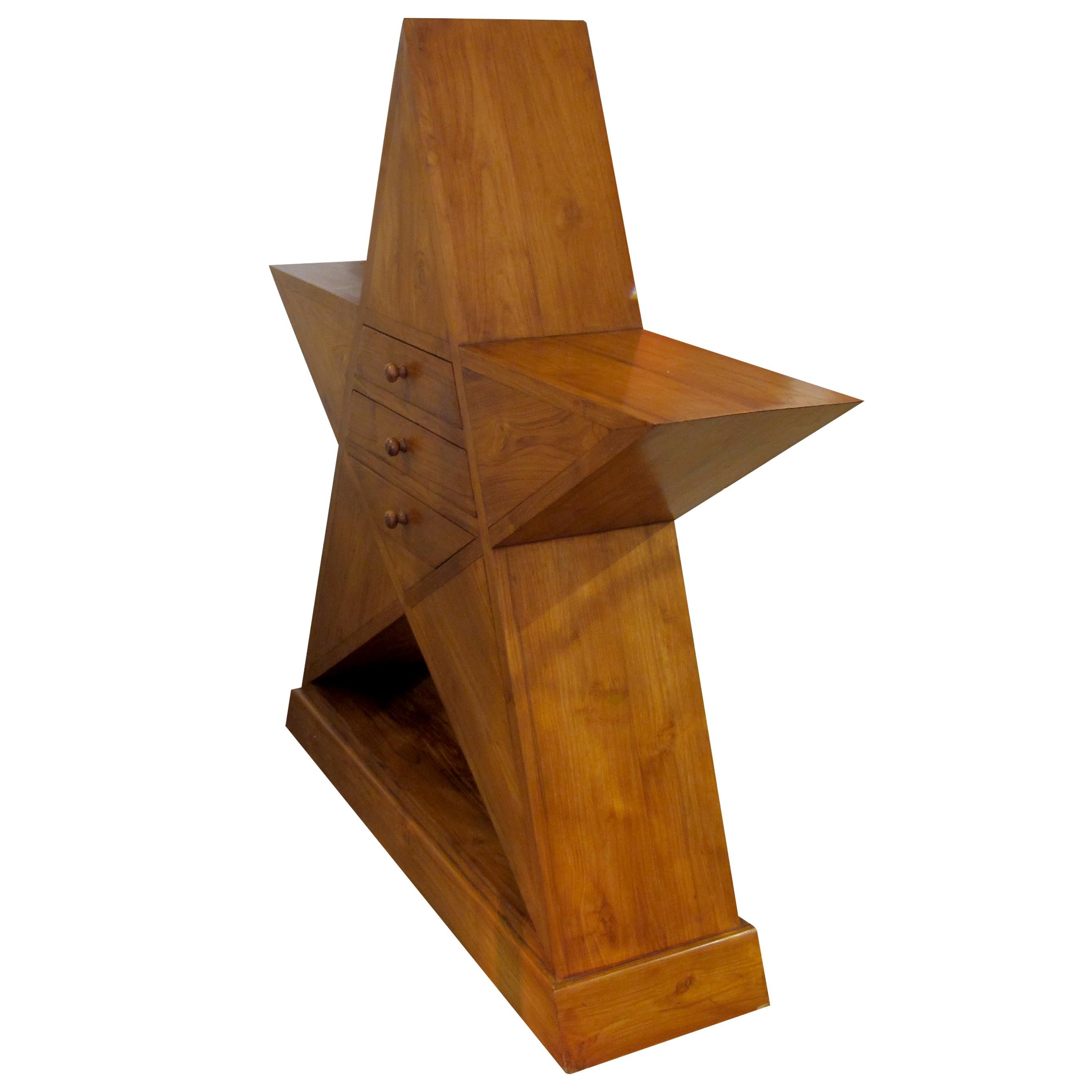 Mid-Century Modern 1960s English Unique & Unusual Star Shaped Walnut Chest of Drawers