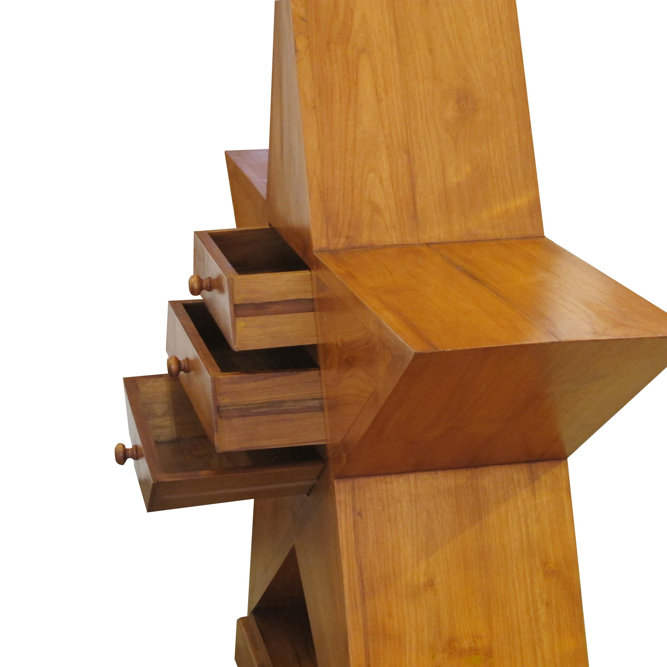 Other 1960s English Unique & Unusual Star Shaped Walnut Chest of Drawers
