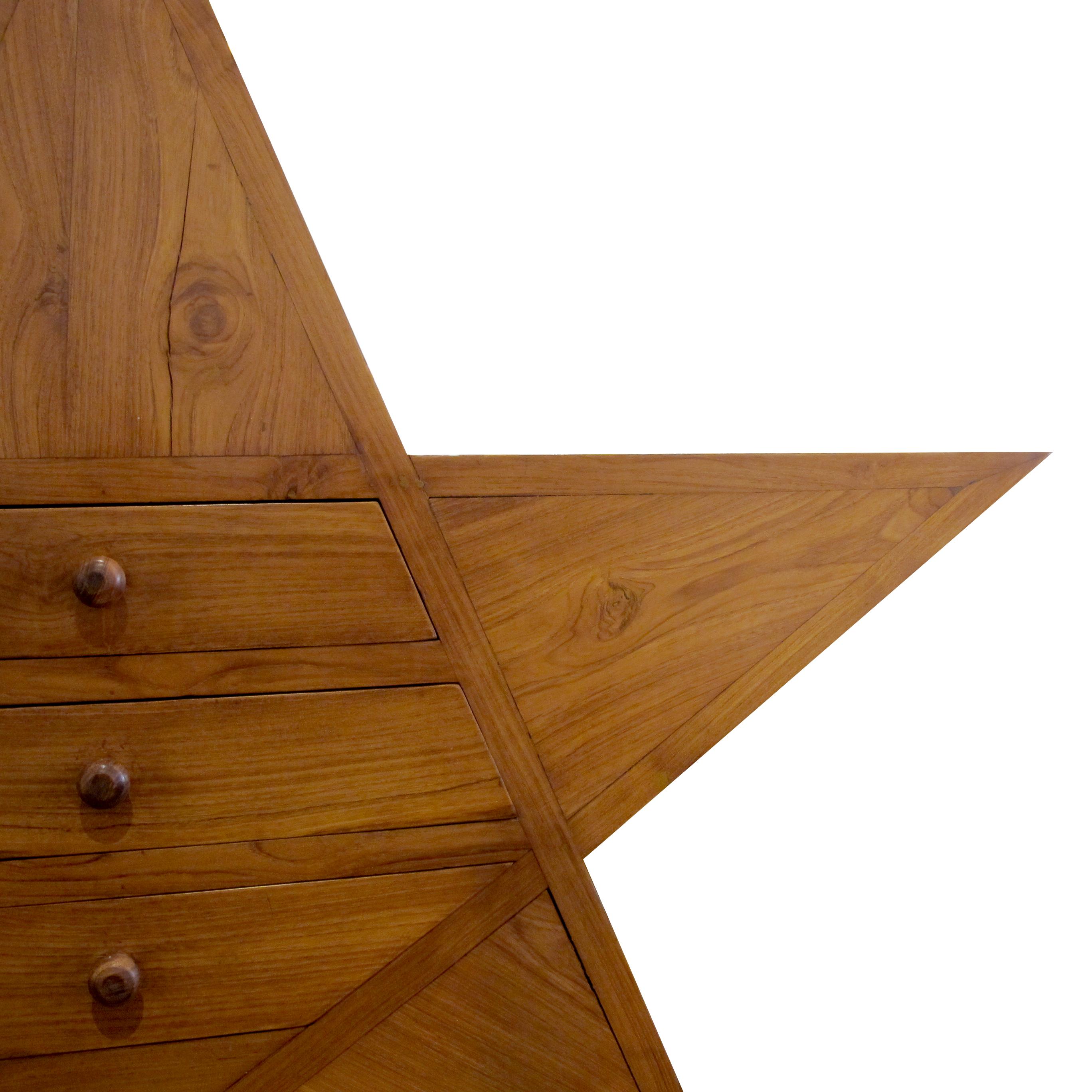 Mid-20th Century 1960s English Unique & Unusual Star Shaped Walnut Chest of Drawers