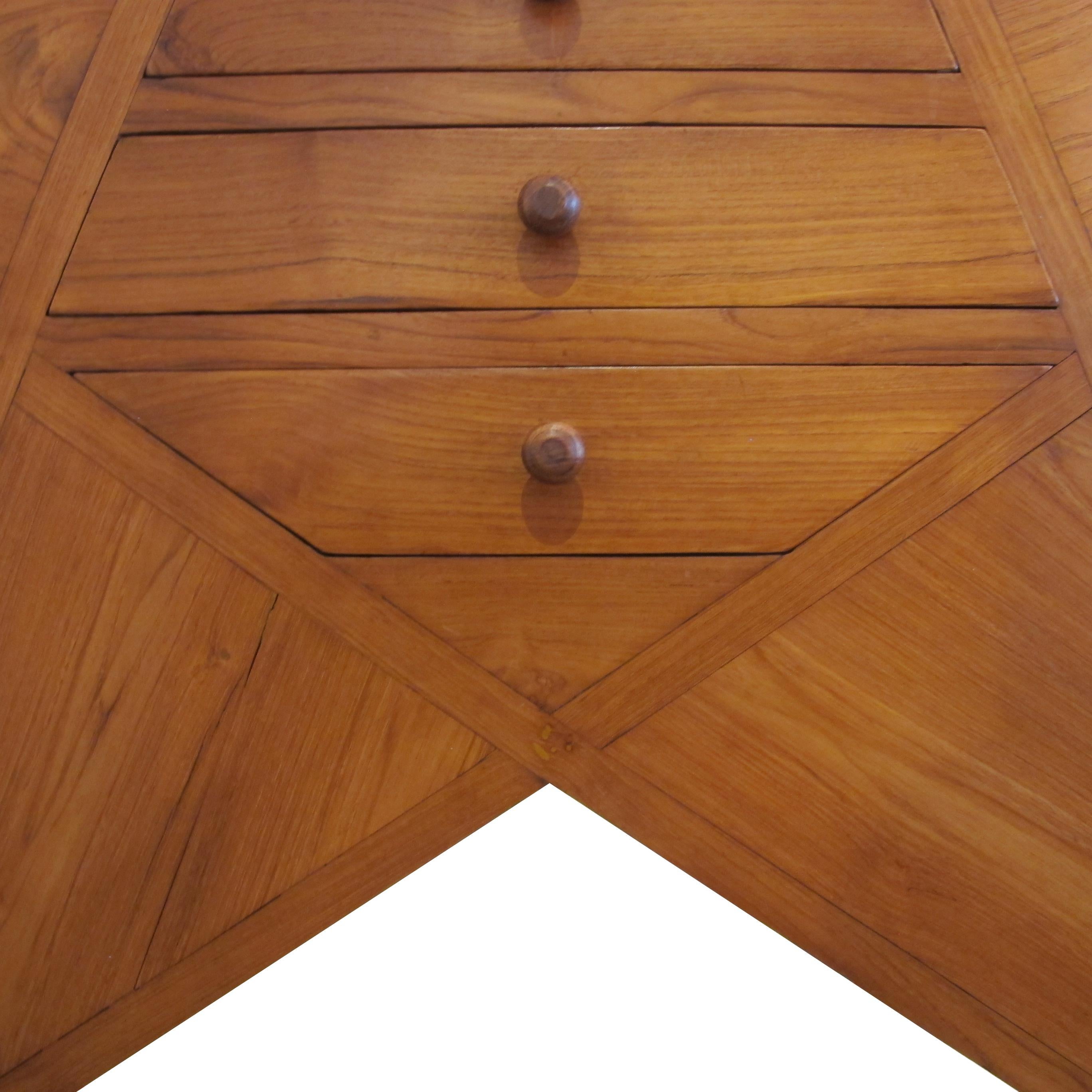 1960s English Unique & Unusual Star Shaped Walnut Chest of Drawers 2
