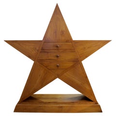 1960s English Unique & Unusual Star Shaped Walnut Chest of Drawers