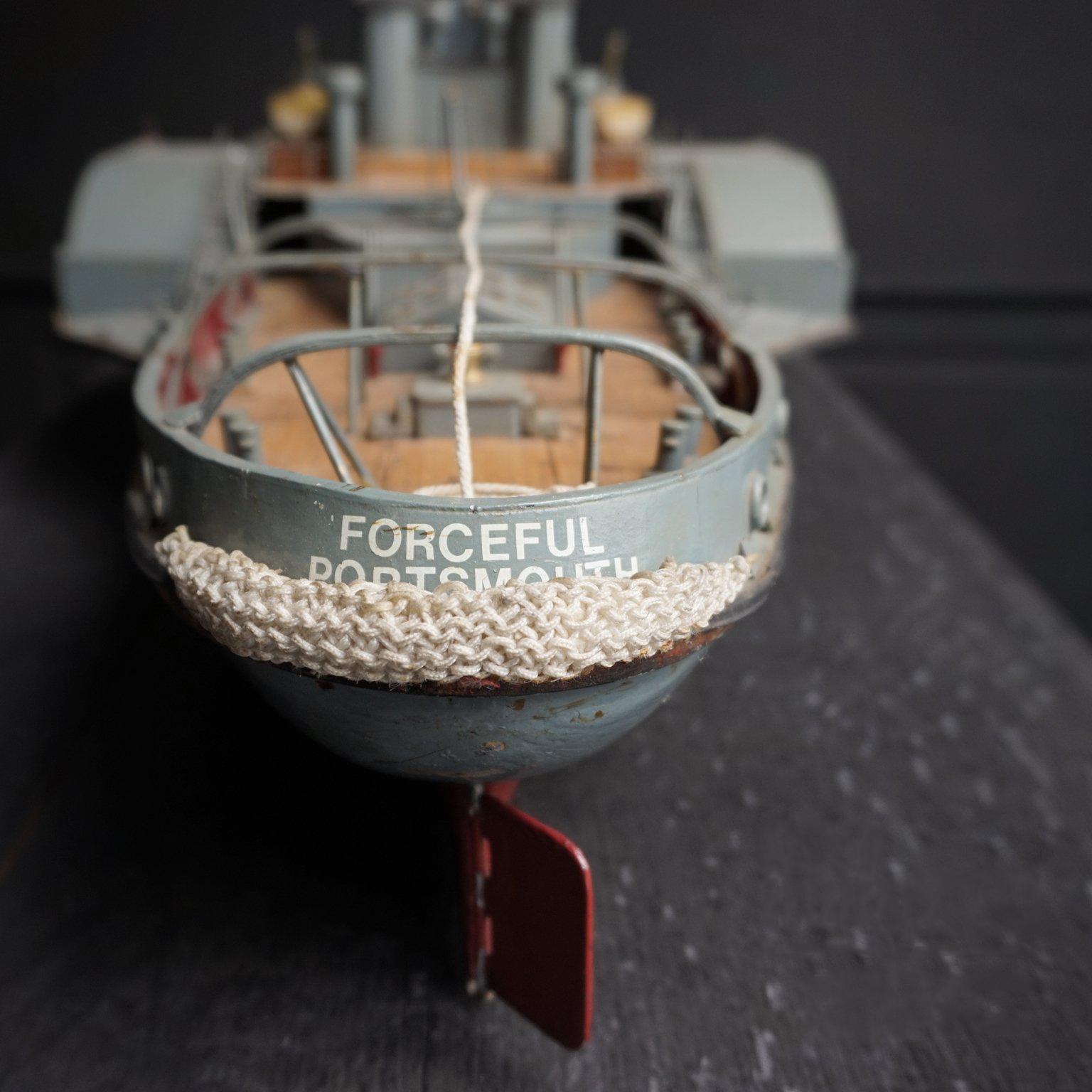 1960s English Wooden Model of the 'Forceful in Portsmouth' Paddle Wheel Boat For Sale 2