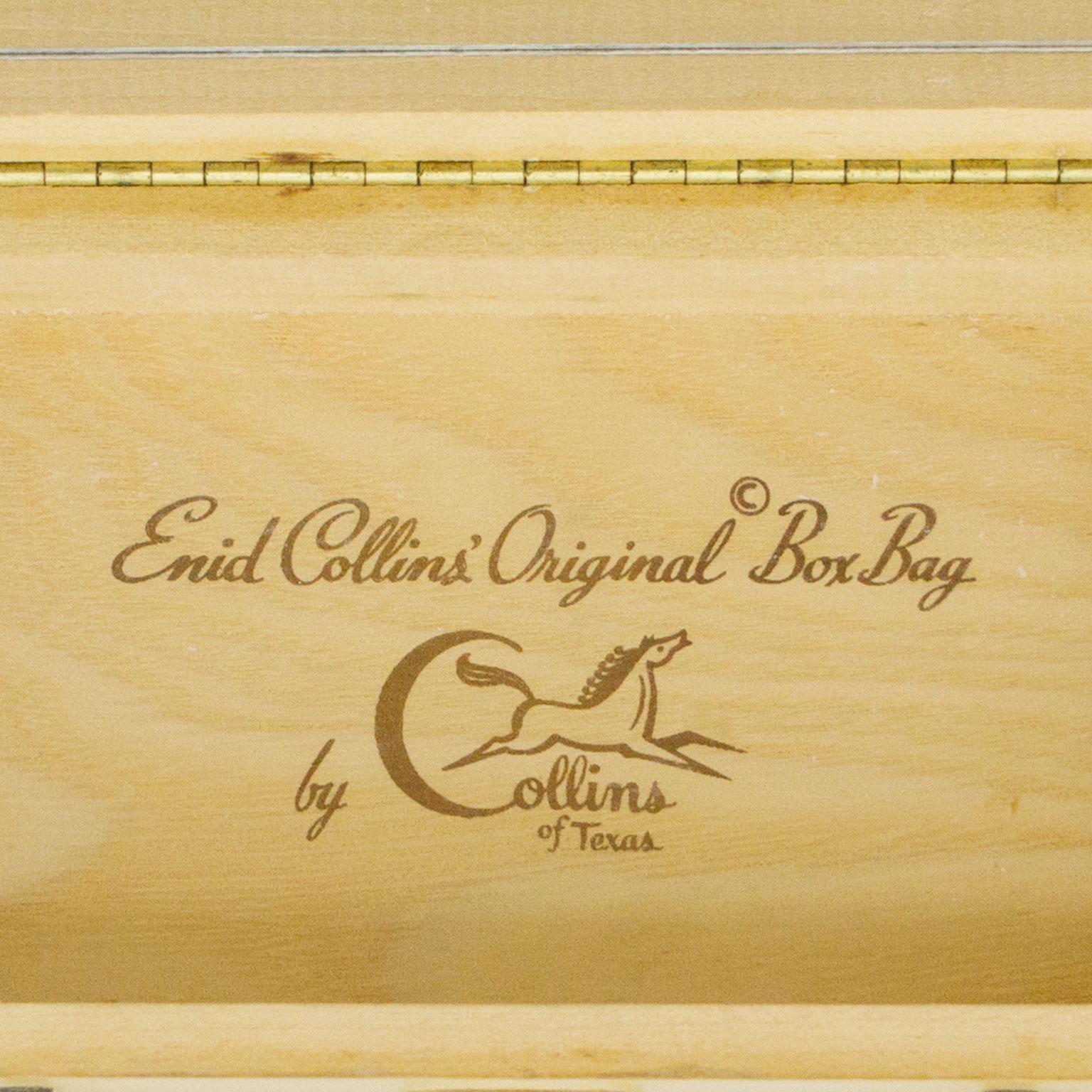 1960s Enid Collins Rectangle Wood Top Handle Bag with White Dove Details 1