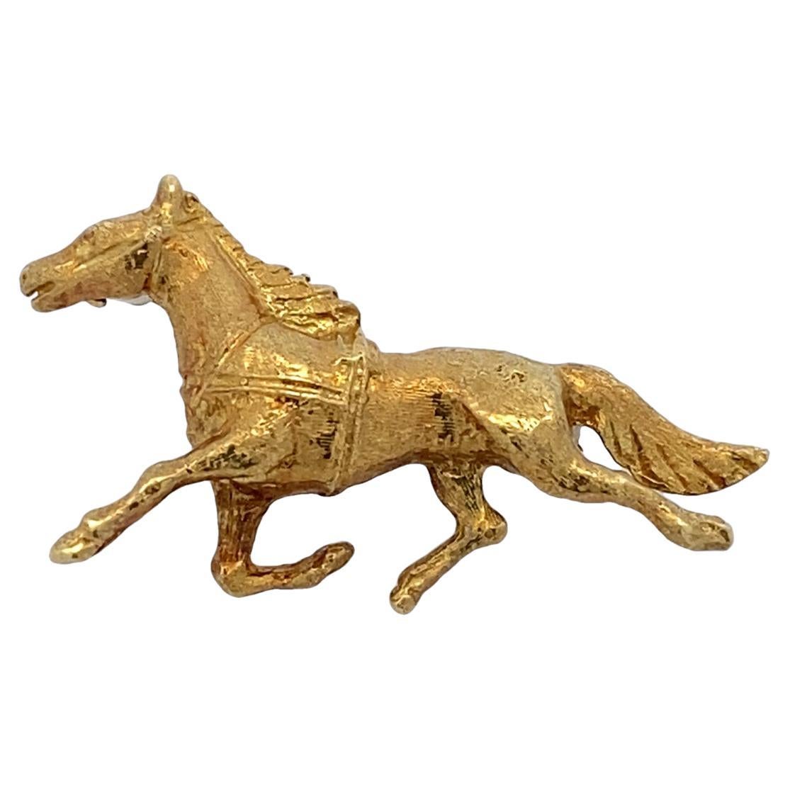 1960er Jahre Pferdebrosche aus 18 Karat Gelbgold