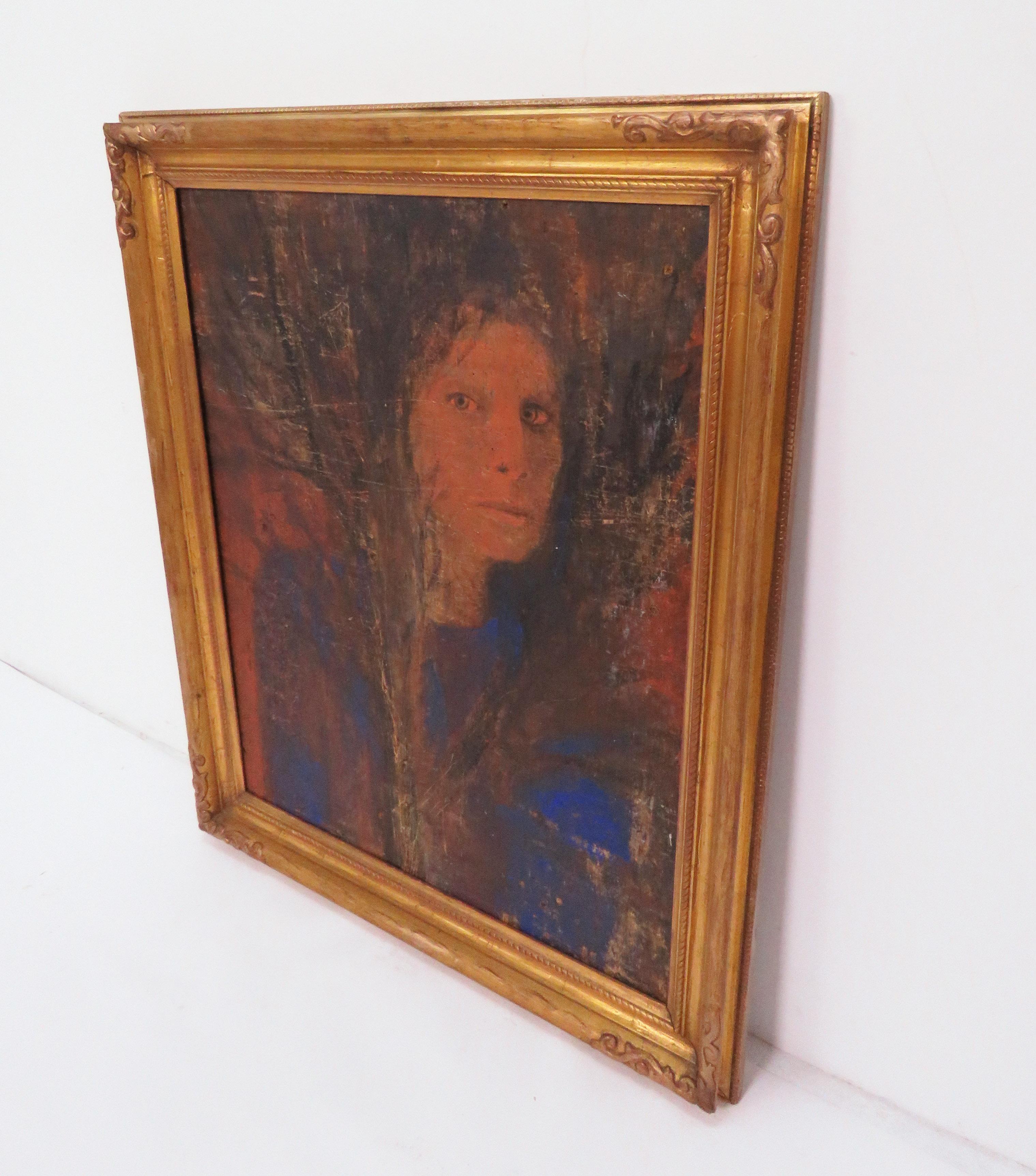 Mid-20th Century 1960s Era Framed Portrait of a Woman on Panel