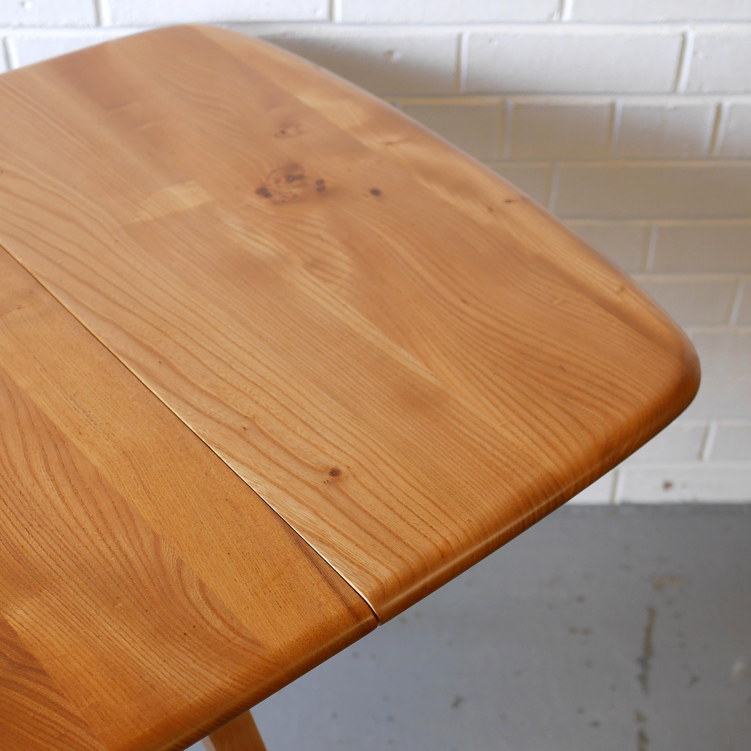 1960s Ercol 383 Solid Elm and Beech Drop-Leaf Dining Table 6