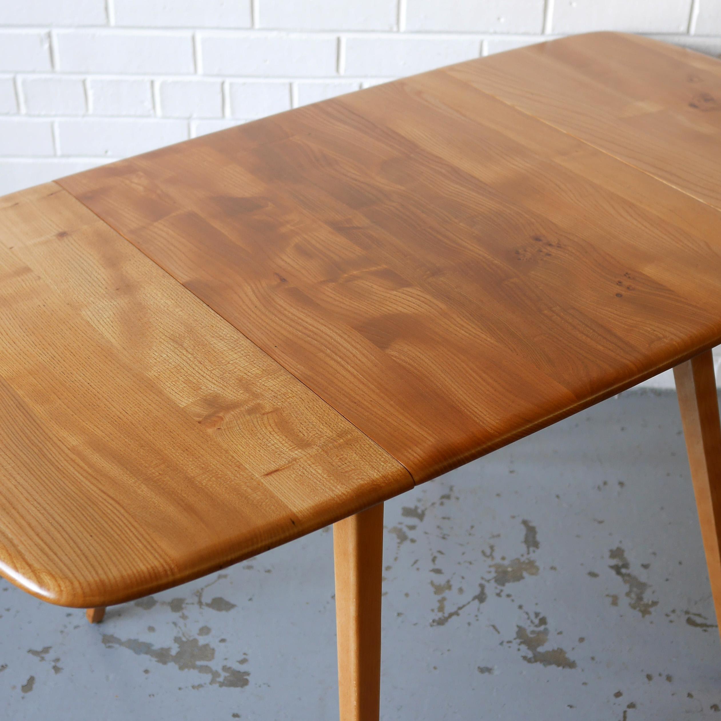 A lovely design from circa 1965 that is especially useful for where space is limited, it will seat 4 in comfort but can accomodate up to 6. This example has been fully stripped of its original lacquer finish, lightly sanded and then finished with a