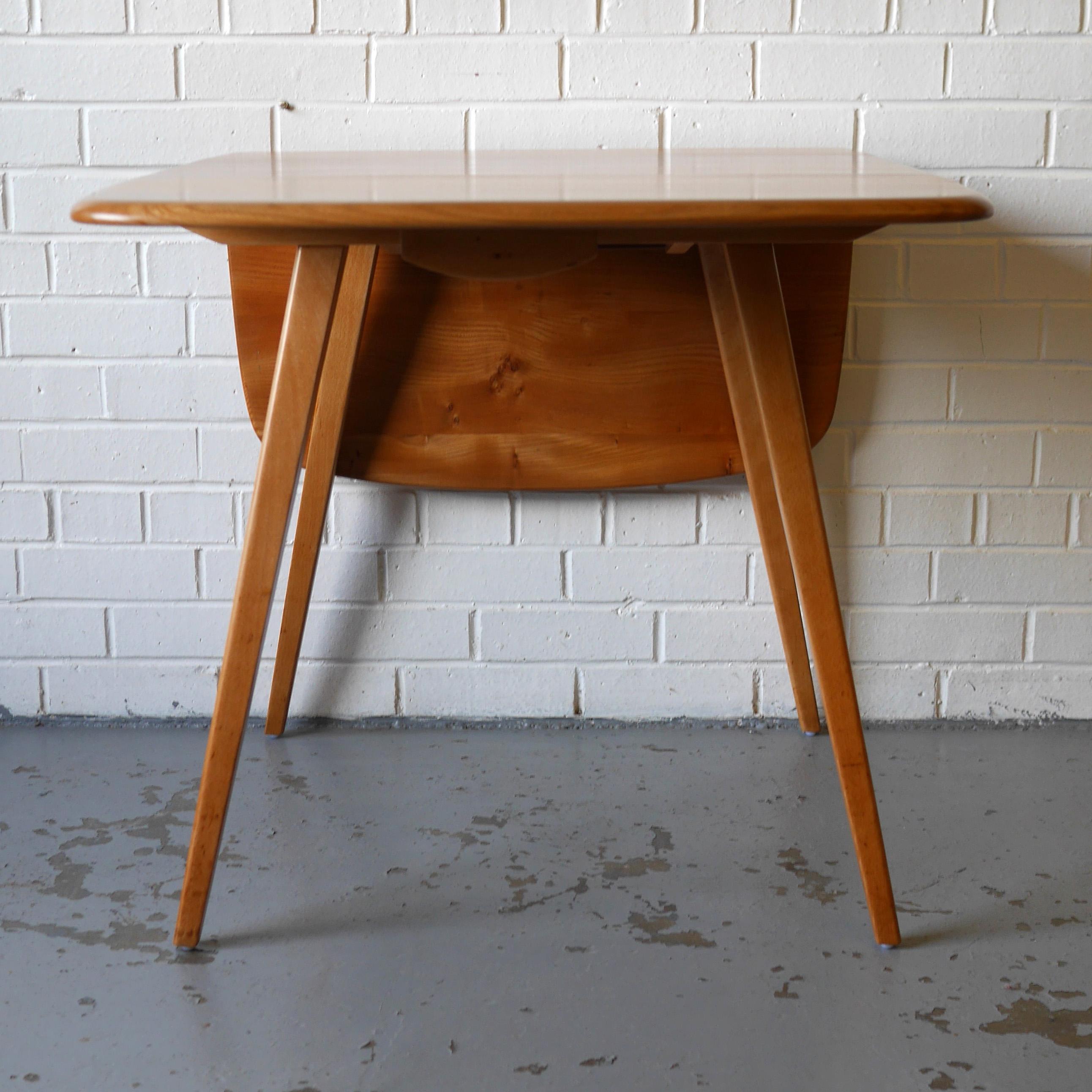 20th Century 1960s Ercol 383 Solid Elm and Beech Drop-Leaf Dining Table