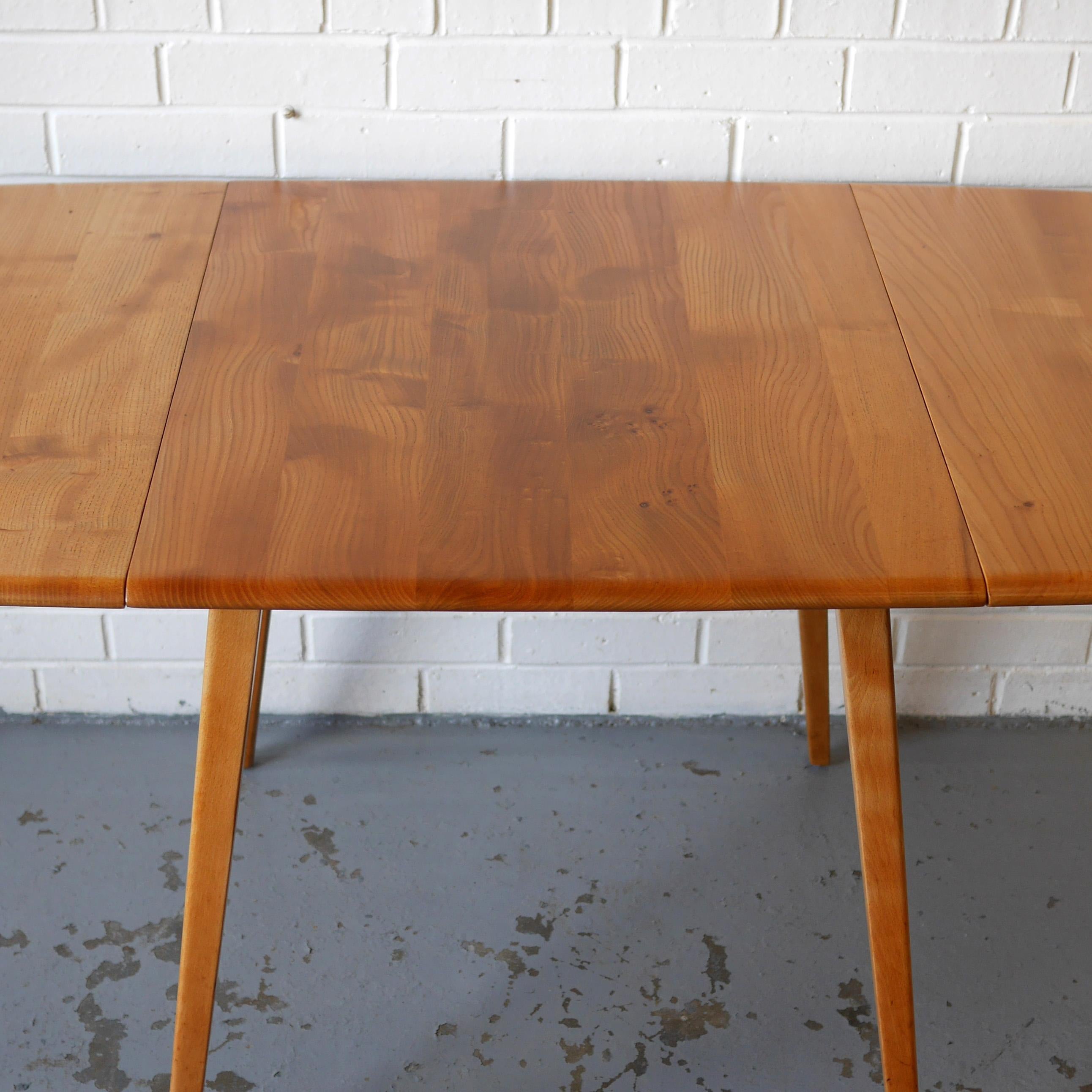 1960s Ercol 383 Solid Elm and Beech Drop-Leaf Dining Table 1