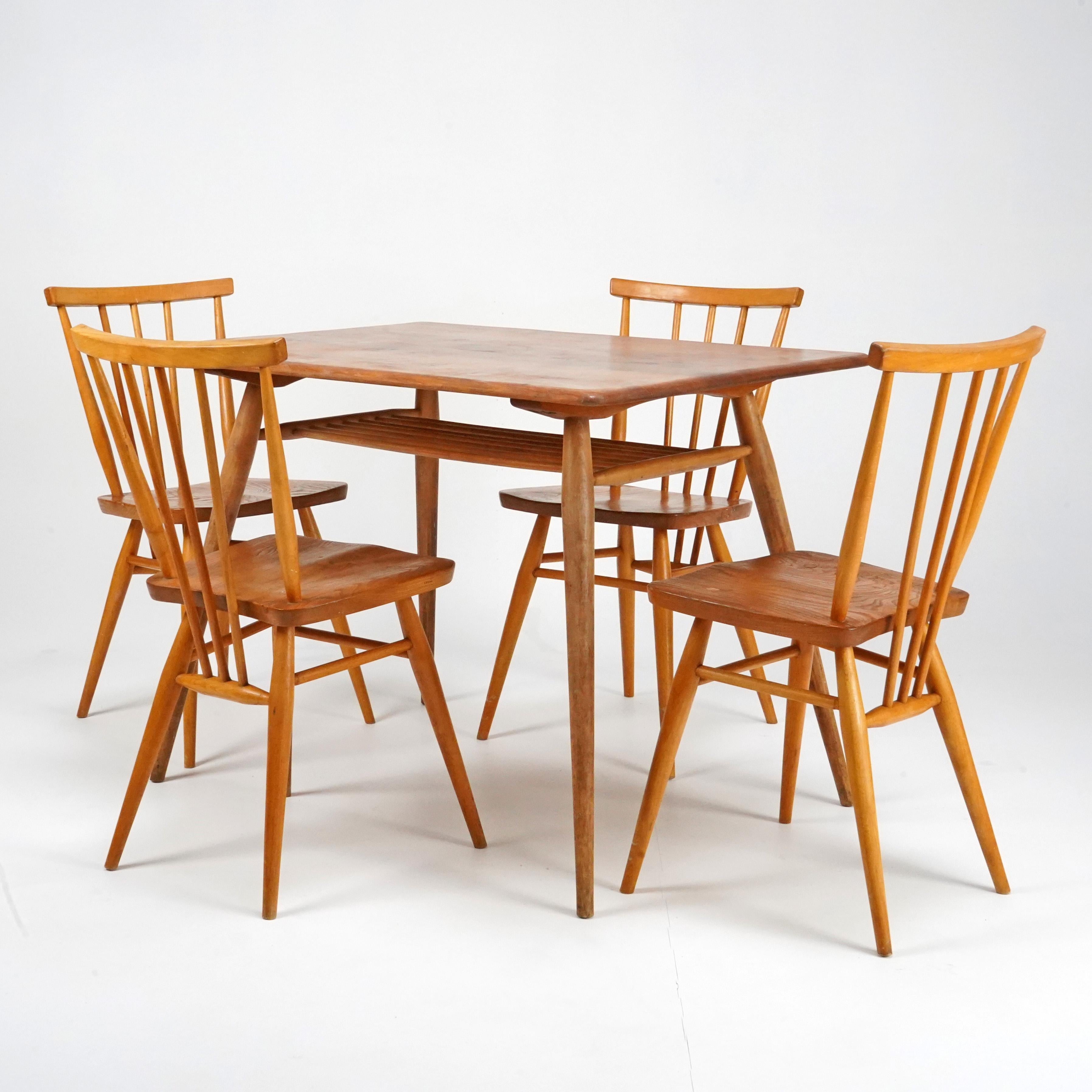 Mid-Century Modern 1960s, Ercol Blonde Breakfast Table & Four All Purpose Chair Set