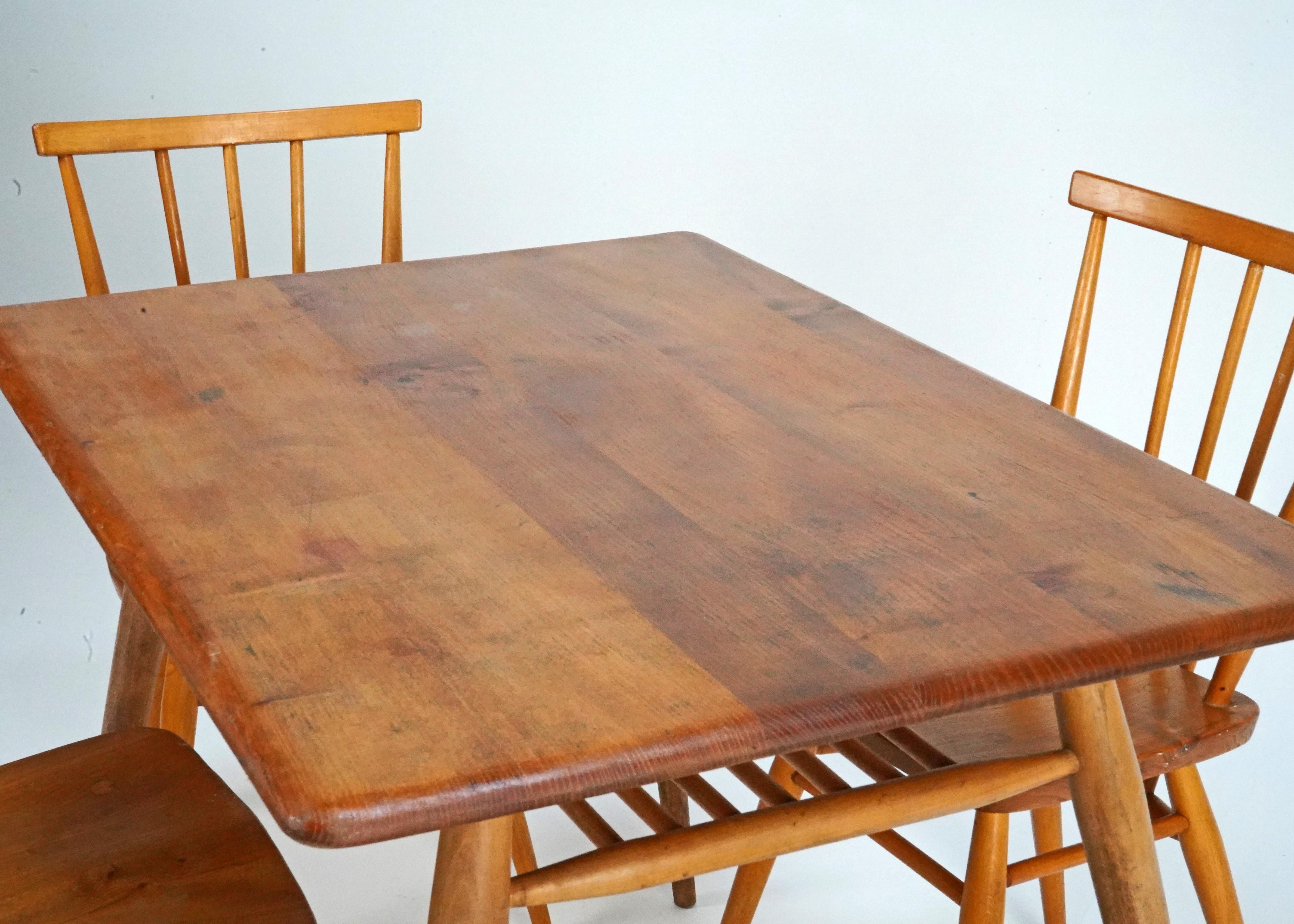 20th Century 1960s, Ercol Blonde Breakfast Table & Four All Purpose Chair Set