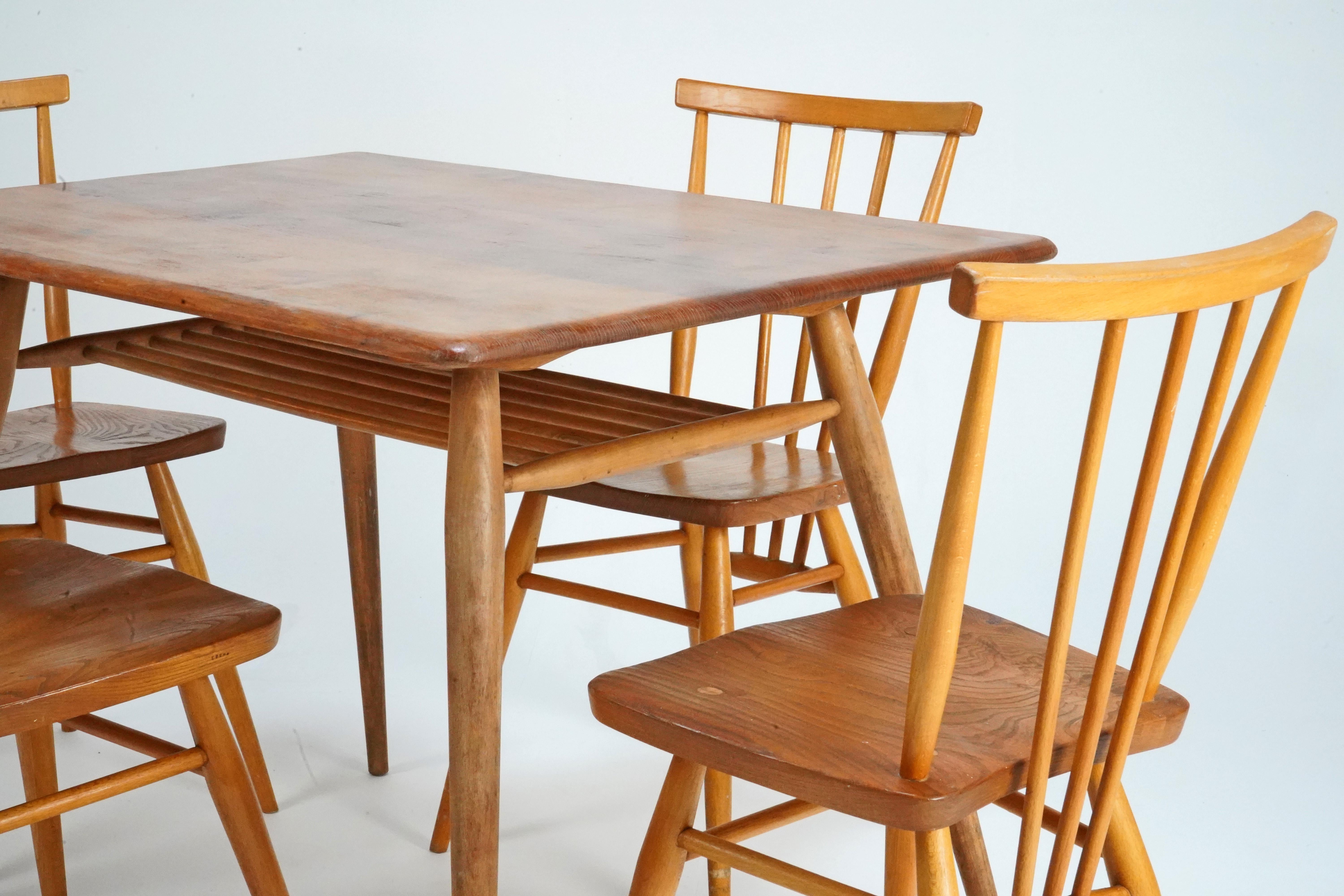 1960s, Ercol Blonde Breakfast Table & Four All Purpose Chair Set 2